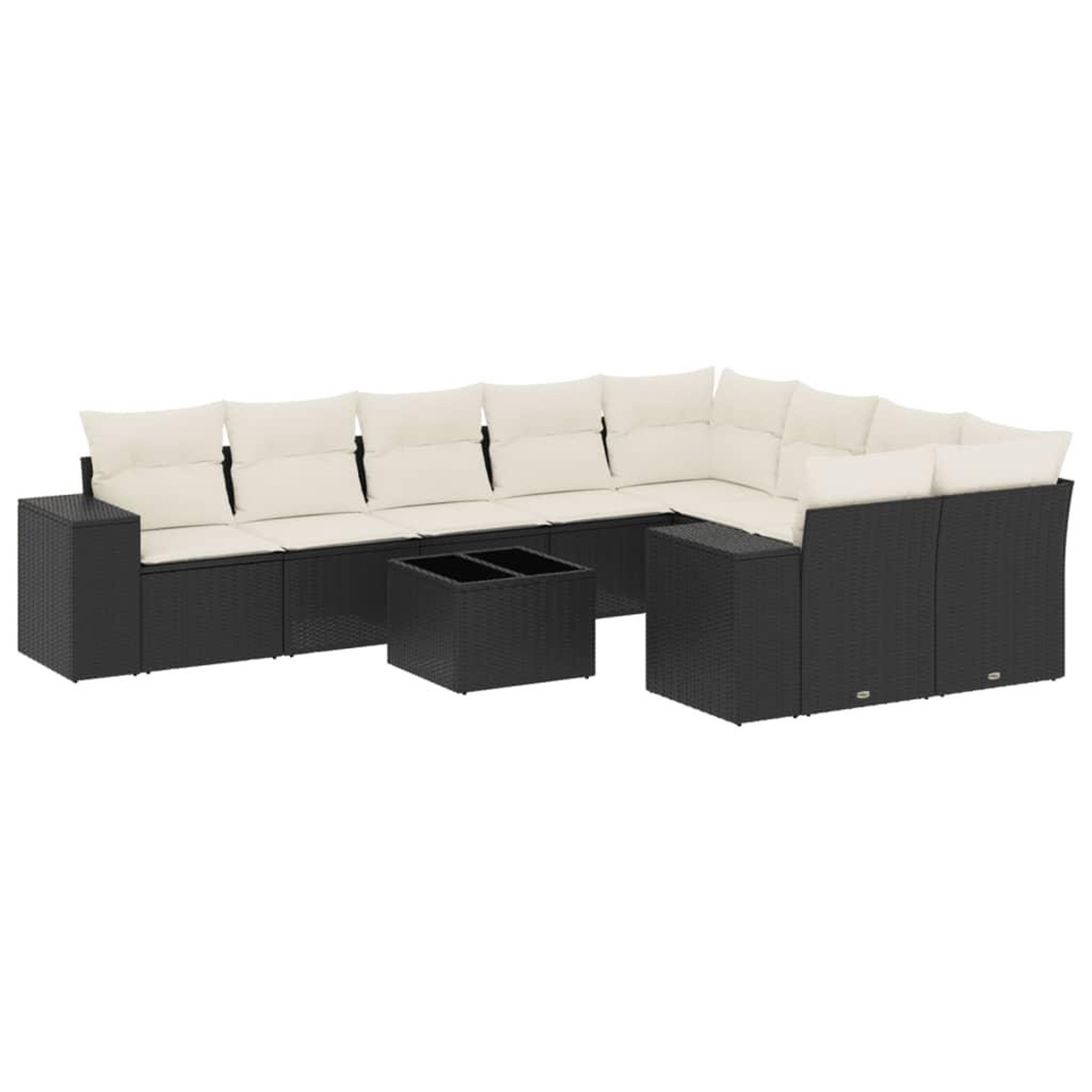 Voir la diapositive 2 : VIDAXL Salon de jardin 10 pcs avec coussins noir resine tressee