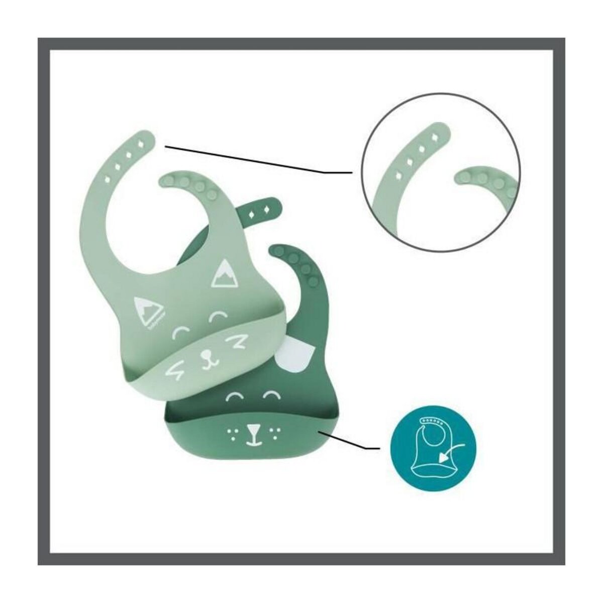 BABYMOOV Babymoov Lot de 2 bavoirs en silicone BIBISY, avec poche ventrale