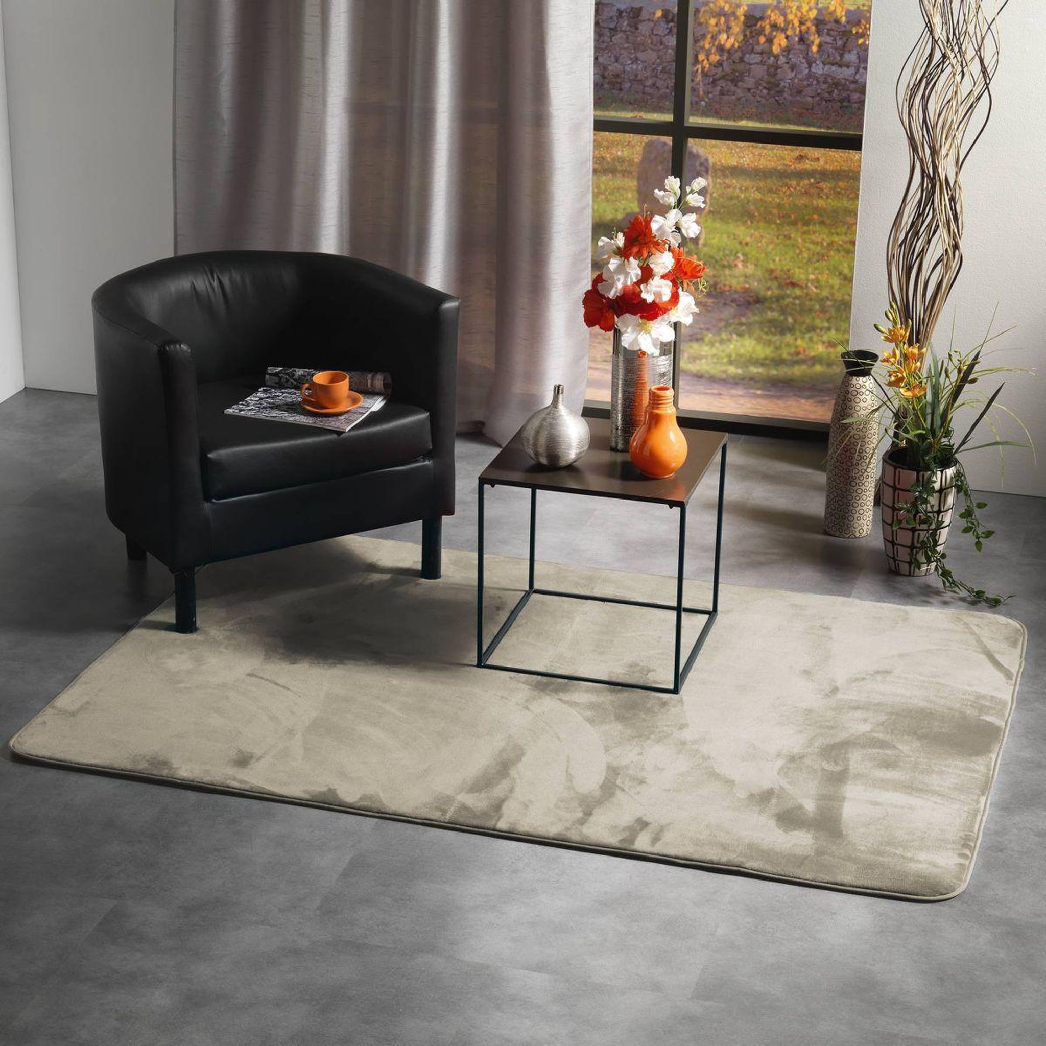 Voir la diapositive 2 : Douceur d'Intérieur Tapis uni en flanelle  flanou  120x170cm taupe