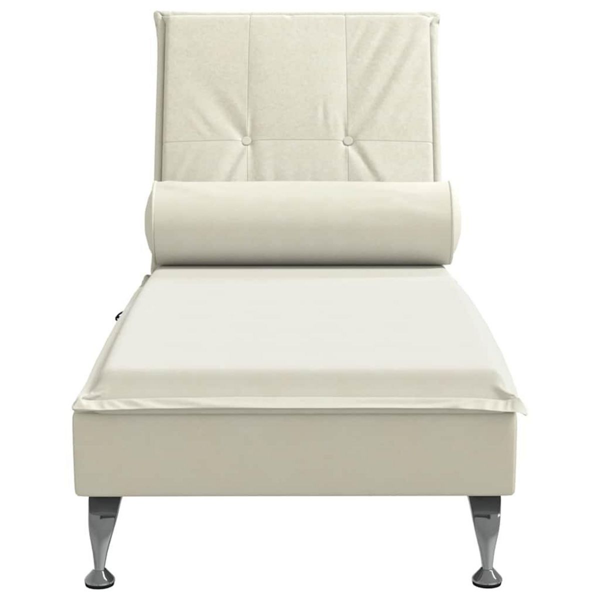 VIDAXL Chaise longue de massage avec traversin creme velours