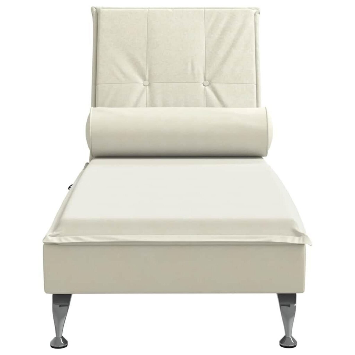VIDAXL Chaise longue de massage avec traversin creme velours
