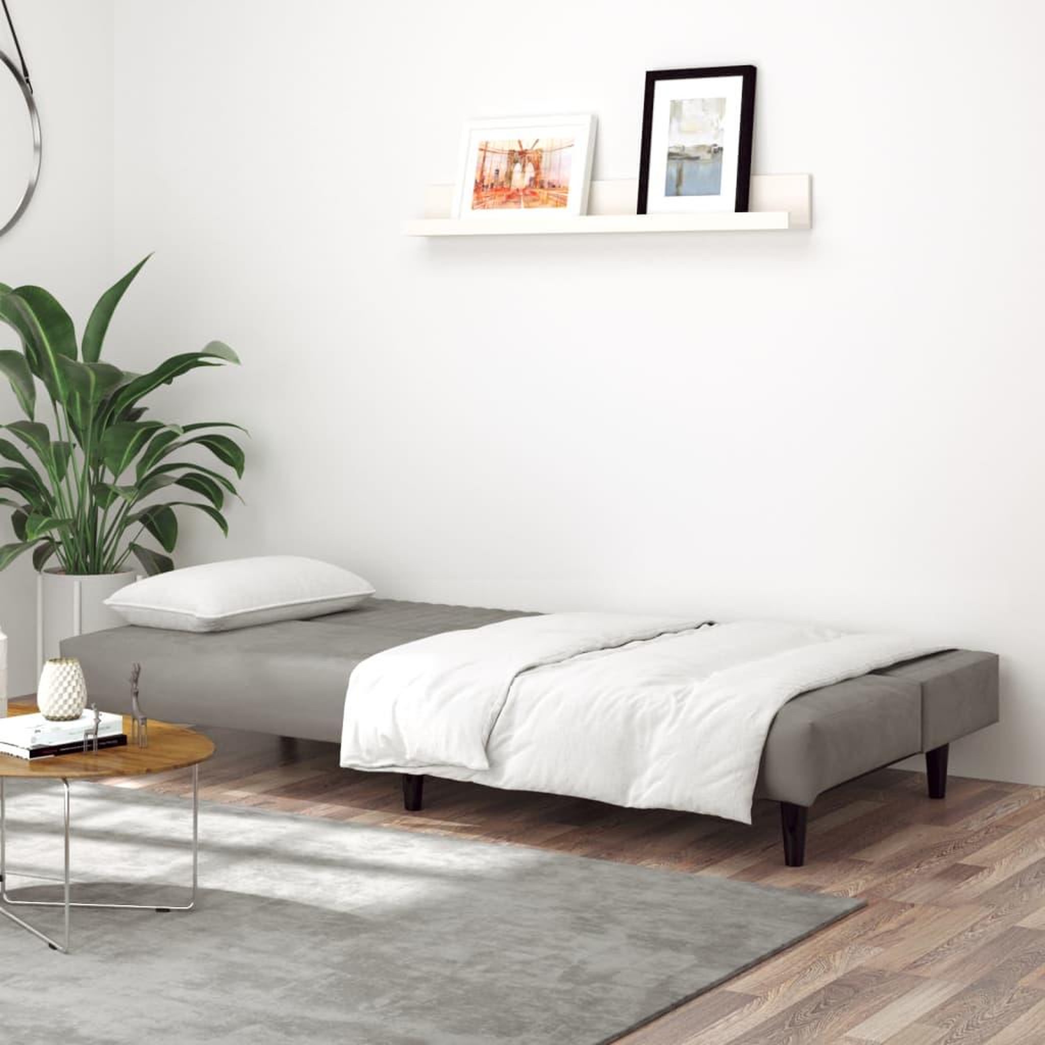 Voir la diapositive 3 : VIDAXL Canape-lit a 2 places gris clair velours