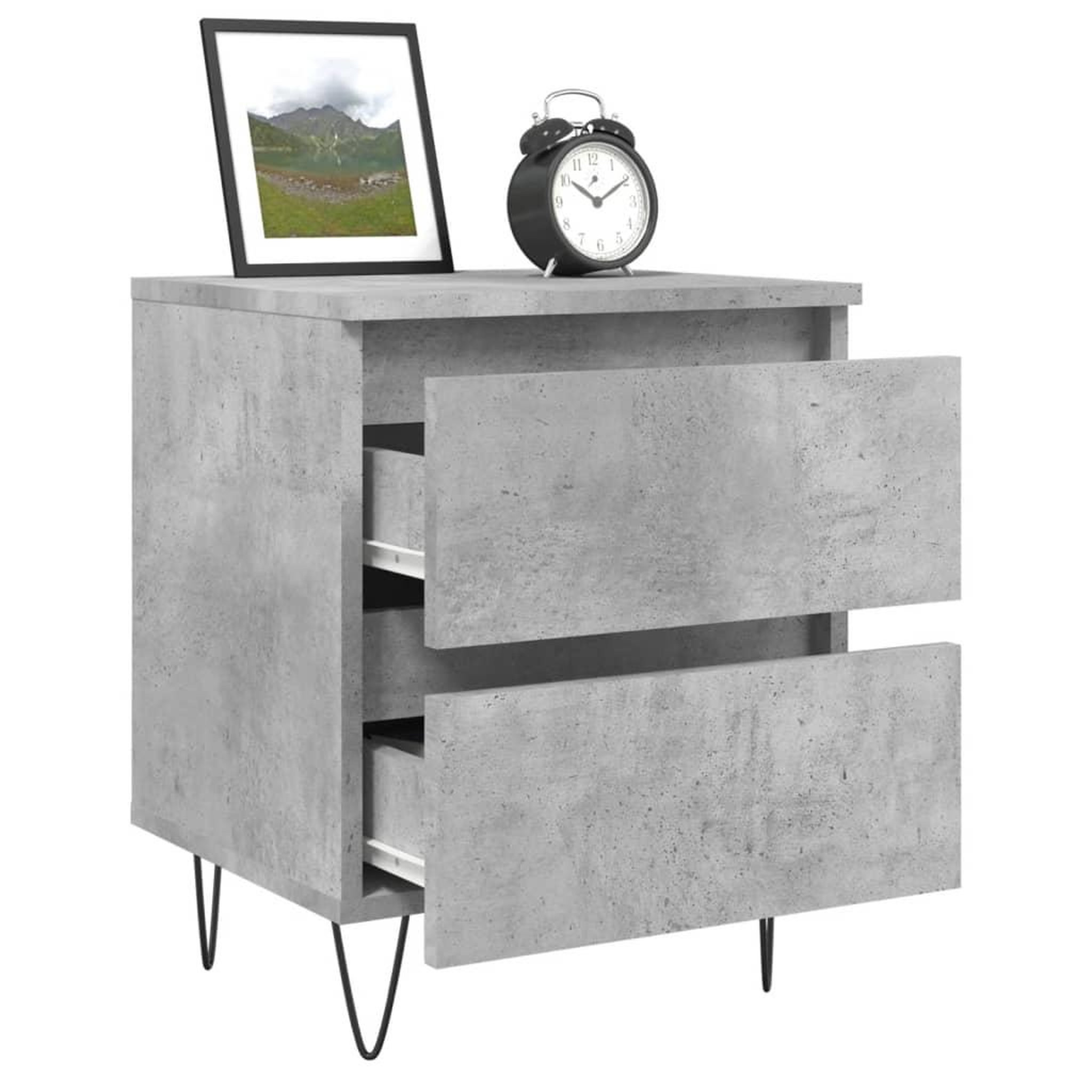 Voir la diapositive 4 : VIDAXL Table de chevet gris beton 40x35x50 cm bois d'ingenierie