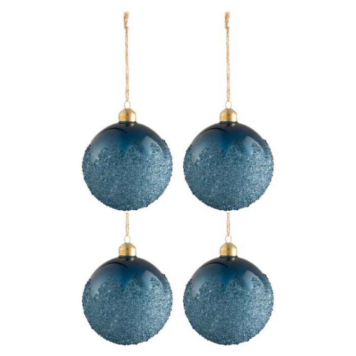 Paris Prix Lot de 4 Boules de Noël  Givrées  10cm Bleu