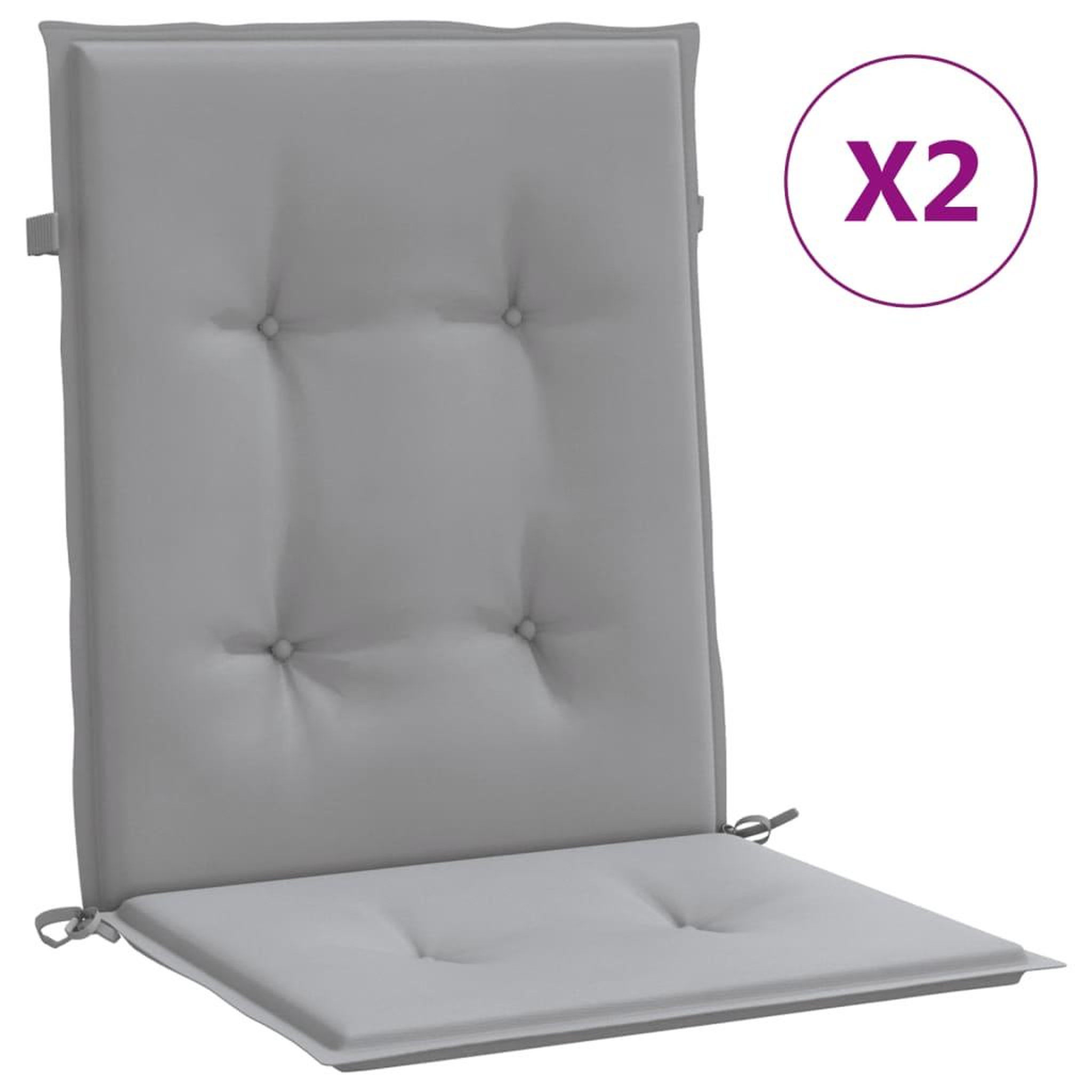 Voir la diapositive 2 : VIDAXL Coussins de chaise de jardin a dossier bas lot de 2 gris