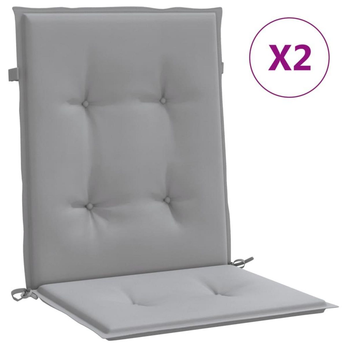 VIDAXL Coussins de chaise de jardin a dossier bas lot de 2 gris