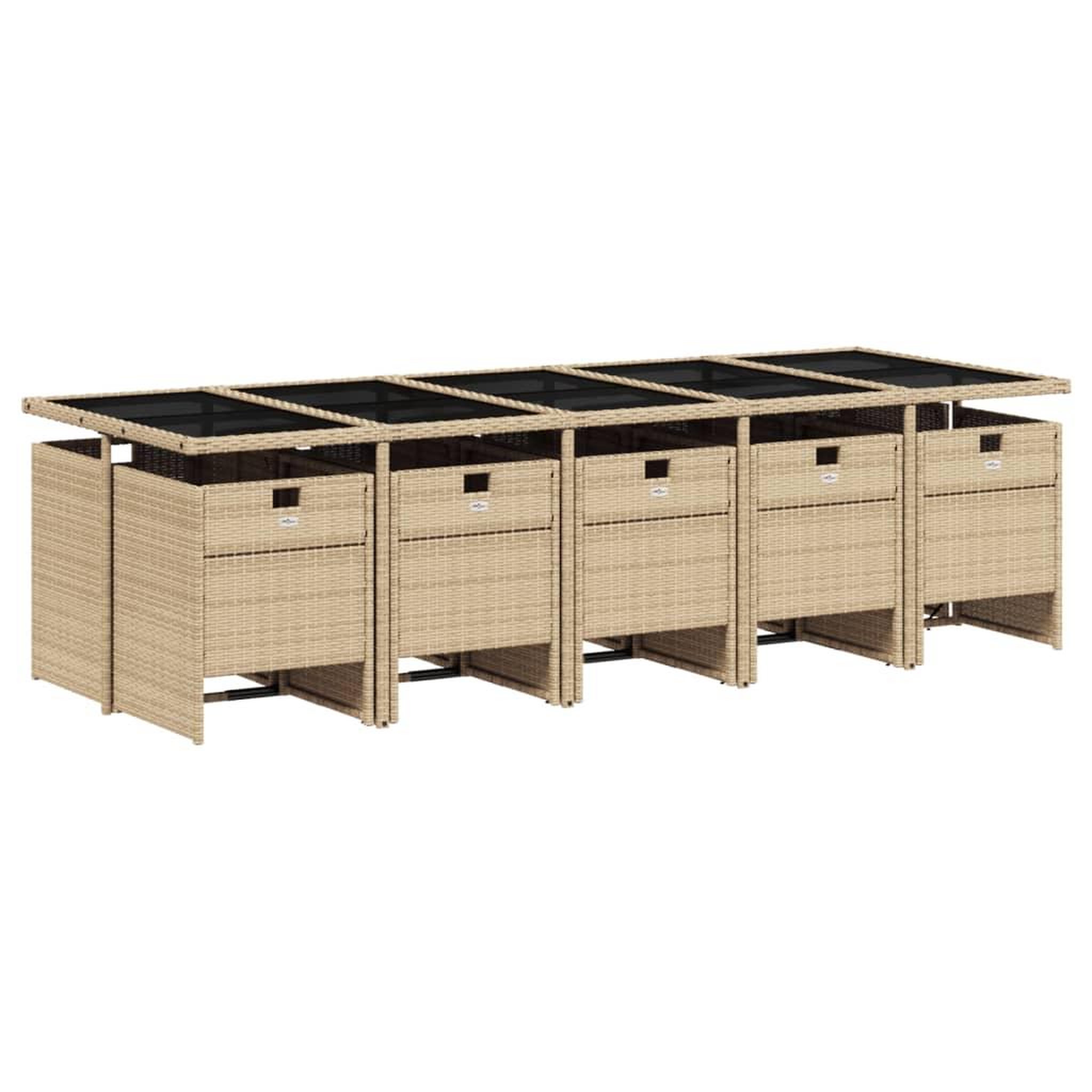 Voir la diapositive 3 : VIDAXL Ensemble a manger de jardin et coussins 11 pcs beige poly rotin