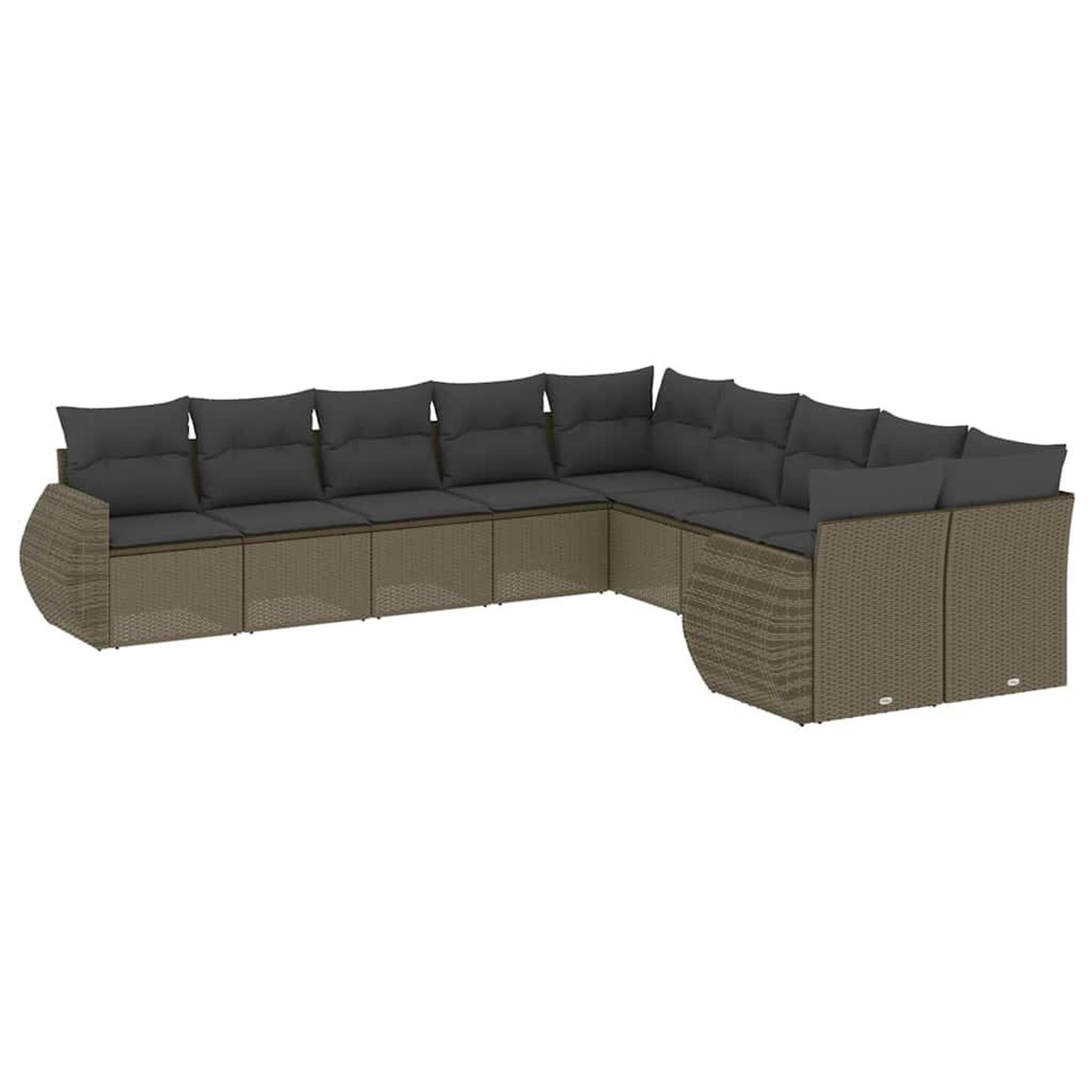 Voir la diapositive 2 : VIDAXL Salon de jardin avec coussins 10 pcs gris clair resine tressee