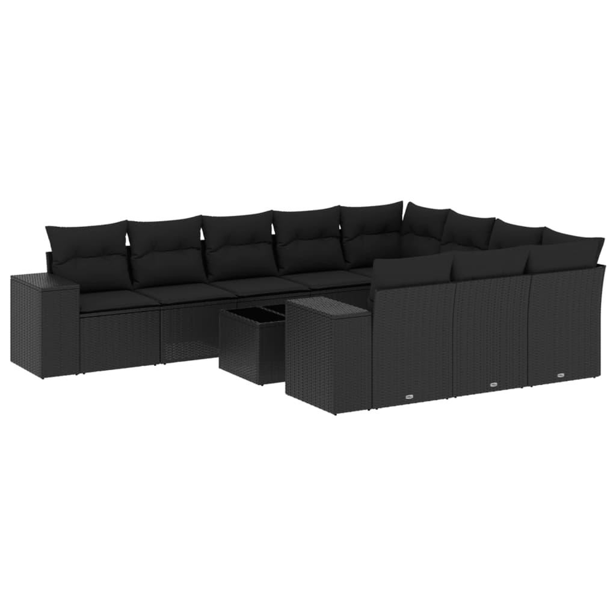 Voir la diapositive 2 : VIDAXL Salon de jardin 11 pcs avec coussins noir resine tressee