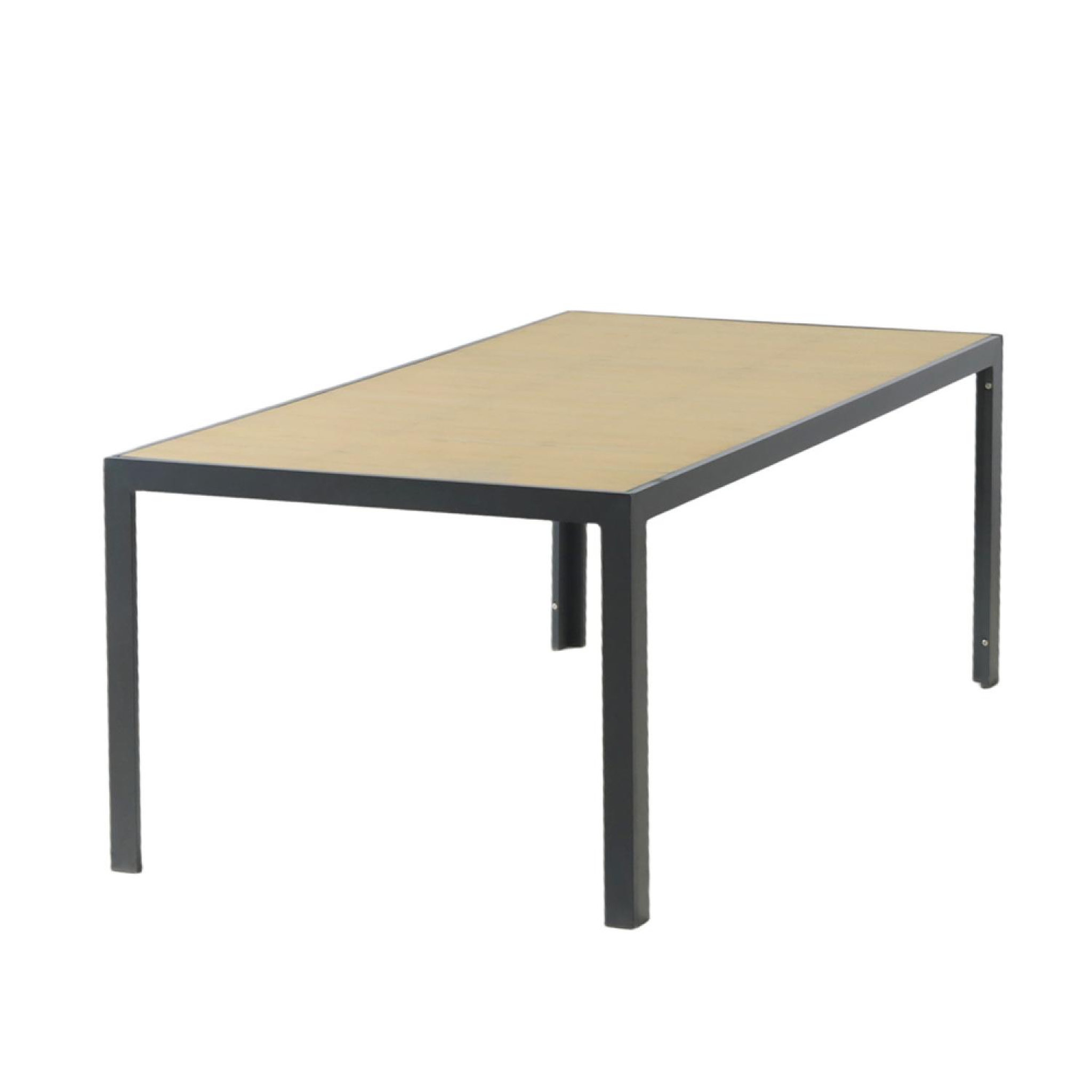 CONCEPT USINE Table de jardin 200cm en aluminium et avec plateau en verre trempé effet bois LAGOS