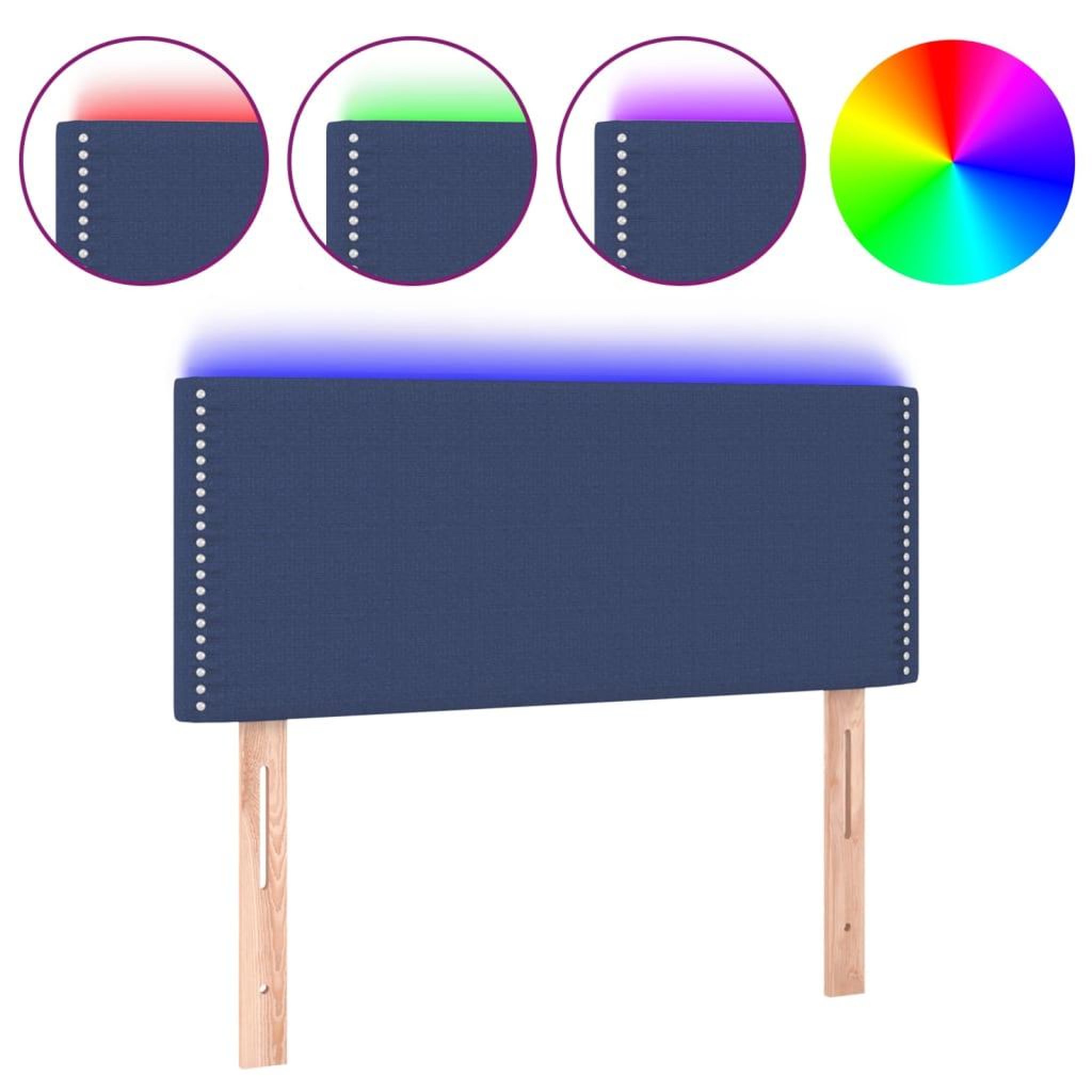 Voir la diapositive 2 : VIDAXL Tete de lit a LED Bleu 80x5x78/88 cm Tissu