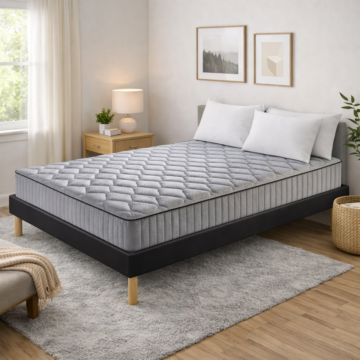 KING OF DREAMS Ensemble Sommier Tapissier et Matelas Latex Soutien Ferme