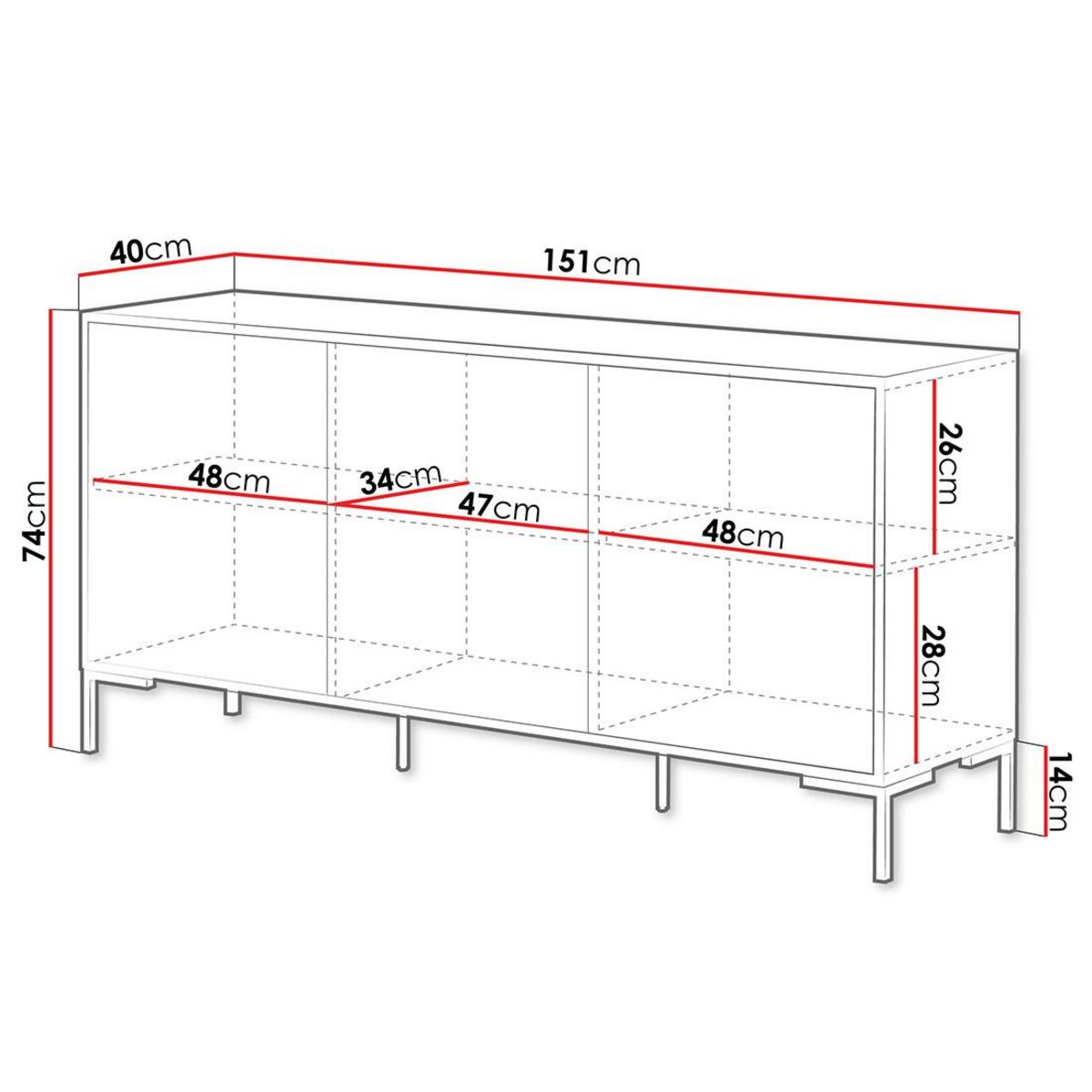 BEST MOBILIER Cambridge - buffet bas - effet bois et noir - 150 cm