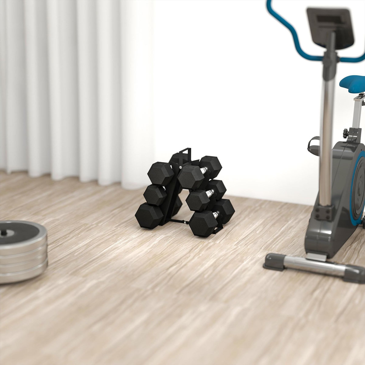 HOMCOM Ensemble d'haltères avec support 2 x 4 Kg/6 Kg/8 Kg noir