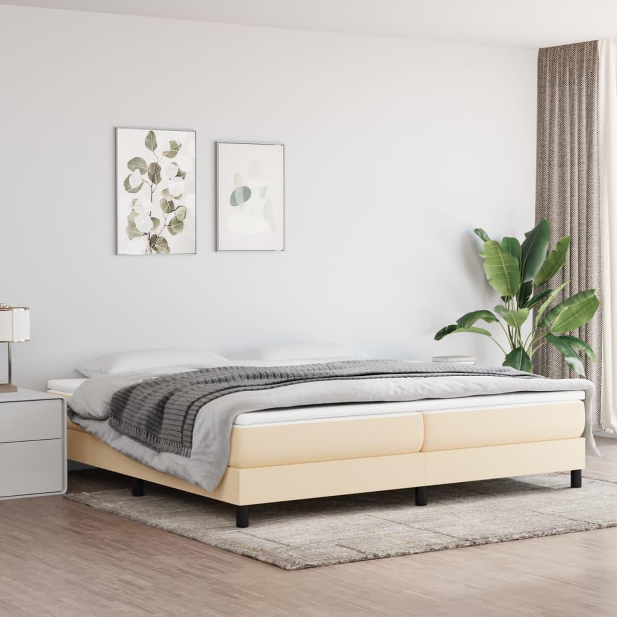 VIDAXL Cadre de lit sans matelas creme 200x200 cm tissu