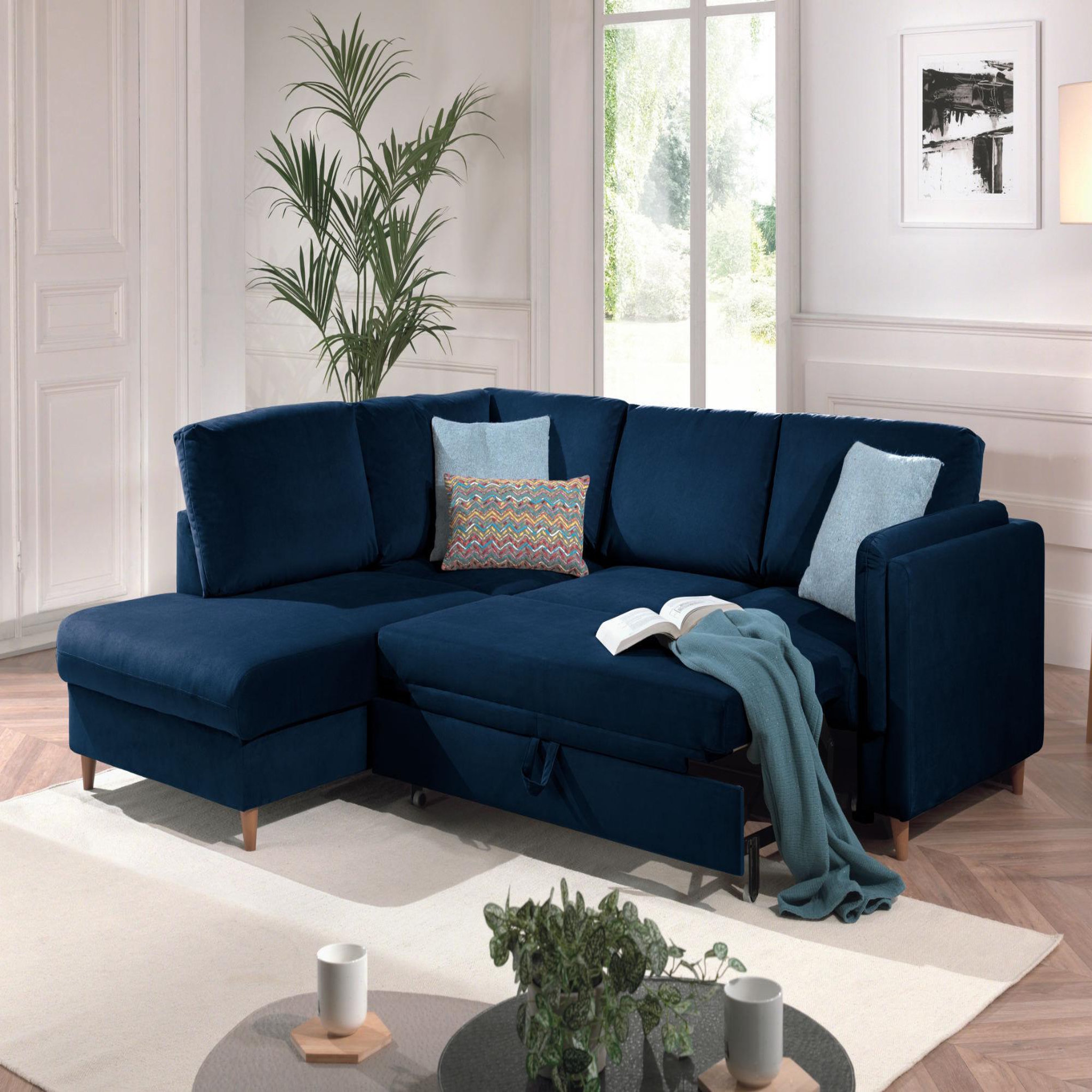 Voir la diapositive 3 : LISA DESIGN Brooke - canapé d'angle gauche - convertible - 5 places - en velours