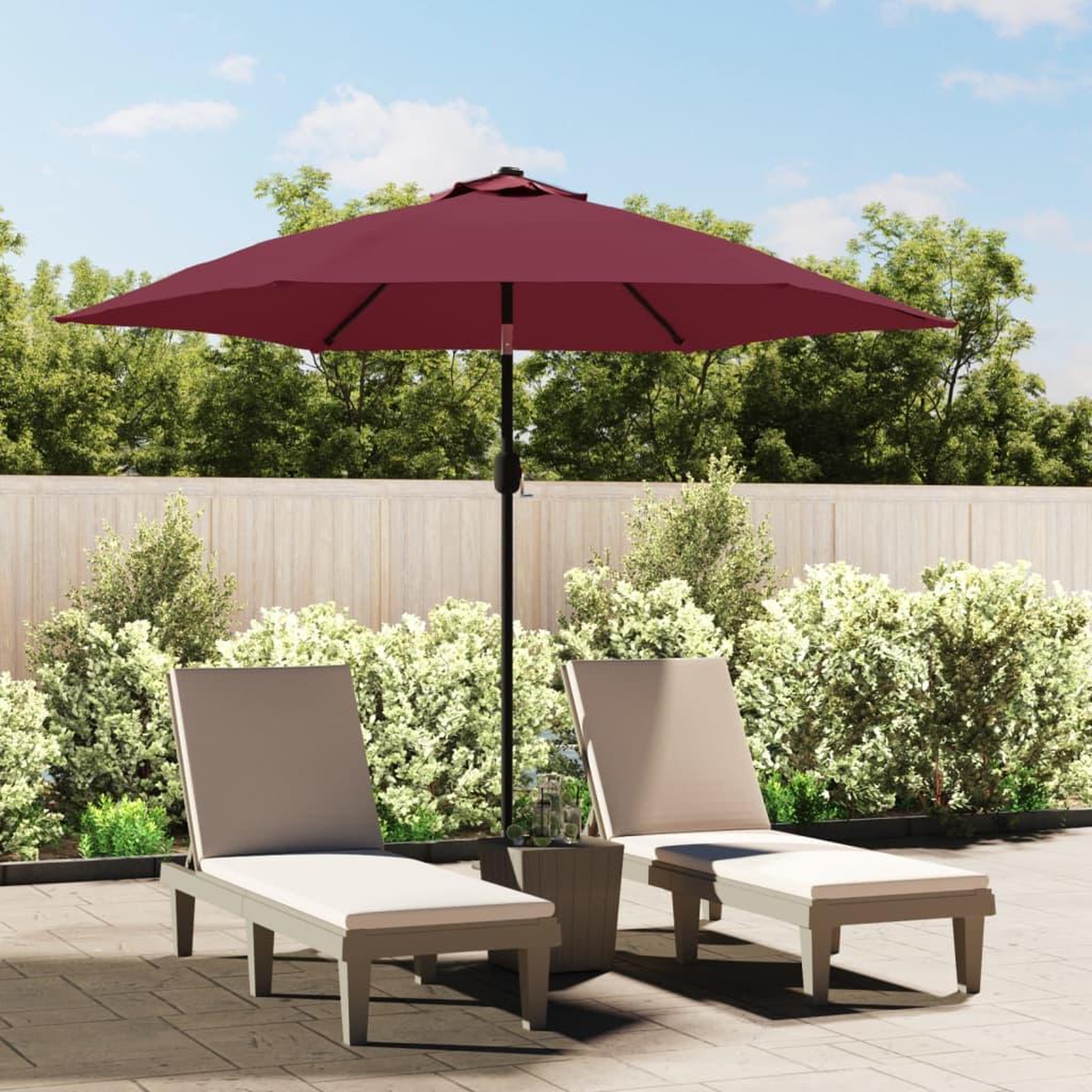VIDAXL Parasol de jardin avec mat en metal rouge bordeaux 300 cm