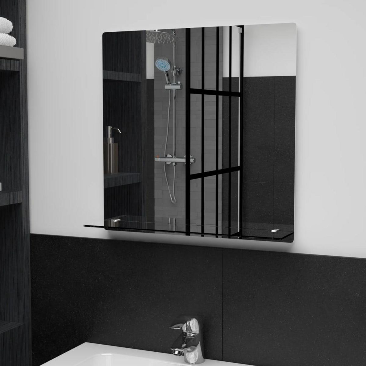 VIDAXL Miroir mural avec etagere 50x50 cm Verre trempe