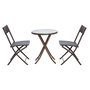 Voir la diapositive 6 : OUTSUNNY Ensemble salon de jardin 2 places table ronde pliable plateau verre trempé chaises pliantes résine tressée chocolat