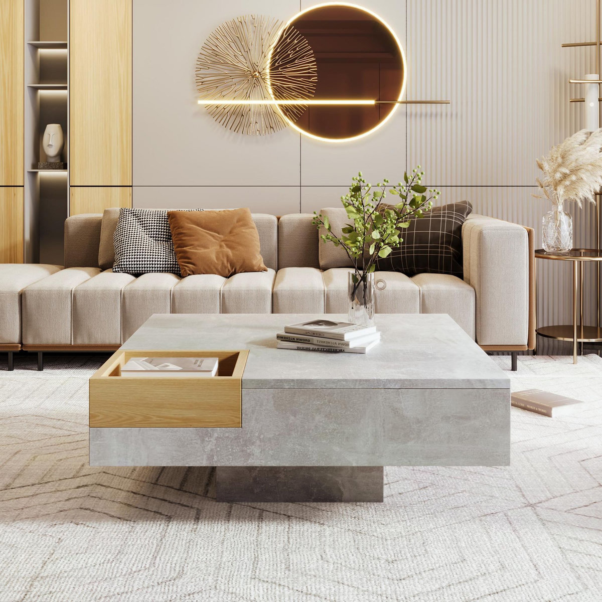 MERAX Table Basse 72 X 72 X 30cm Livré Avec 1 Boîte De Rangement Amovible