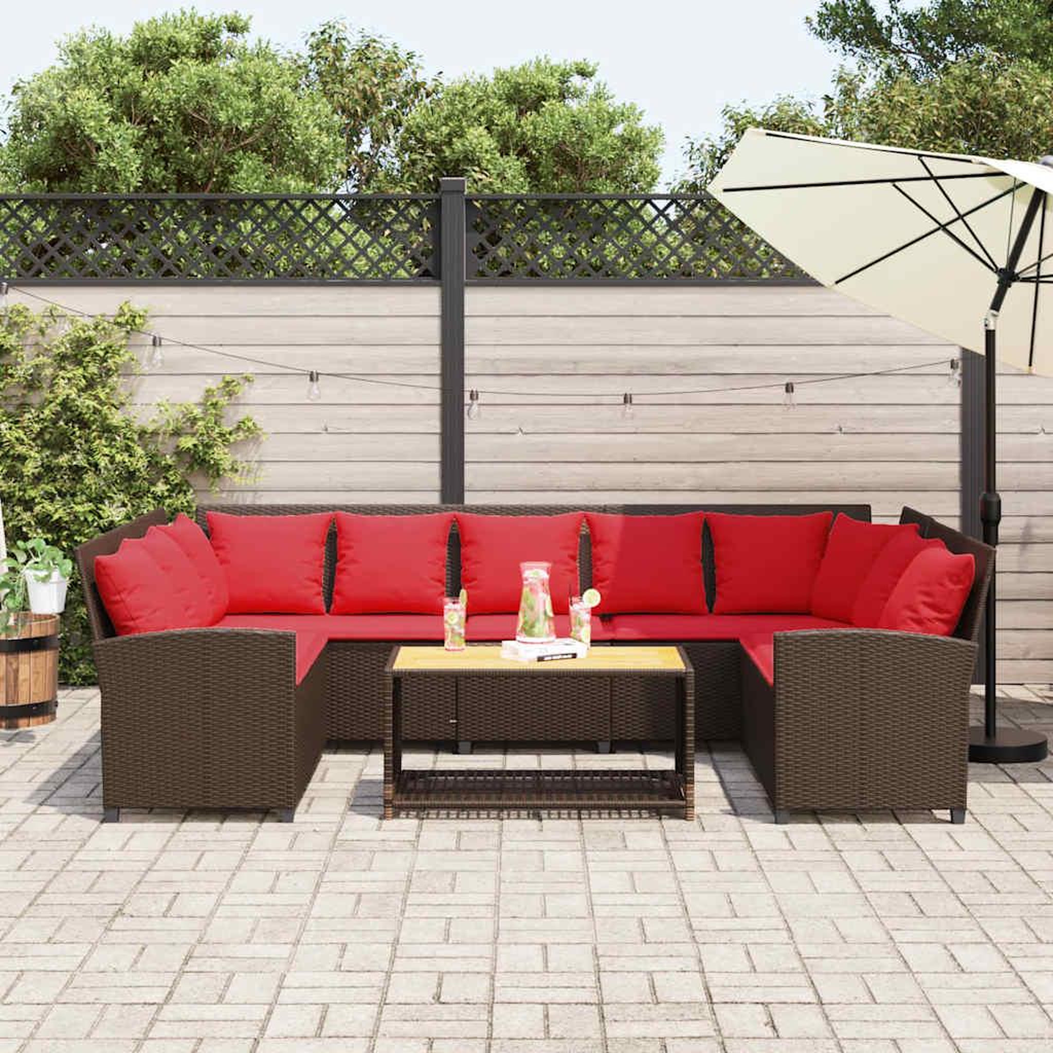 Voir la diapositive 3 : VIDAXL Canape de jardin avec coussins marron resine tressee