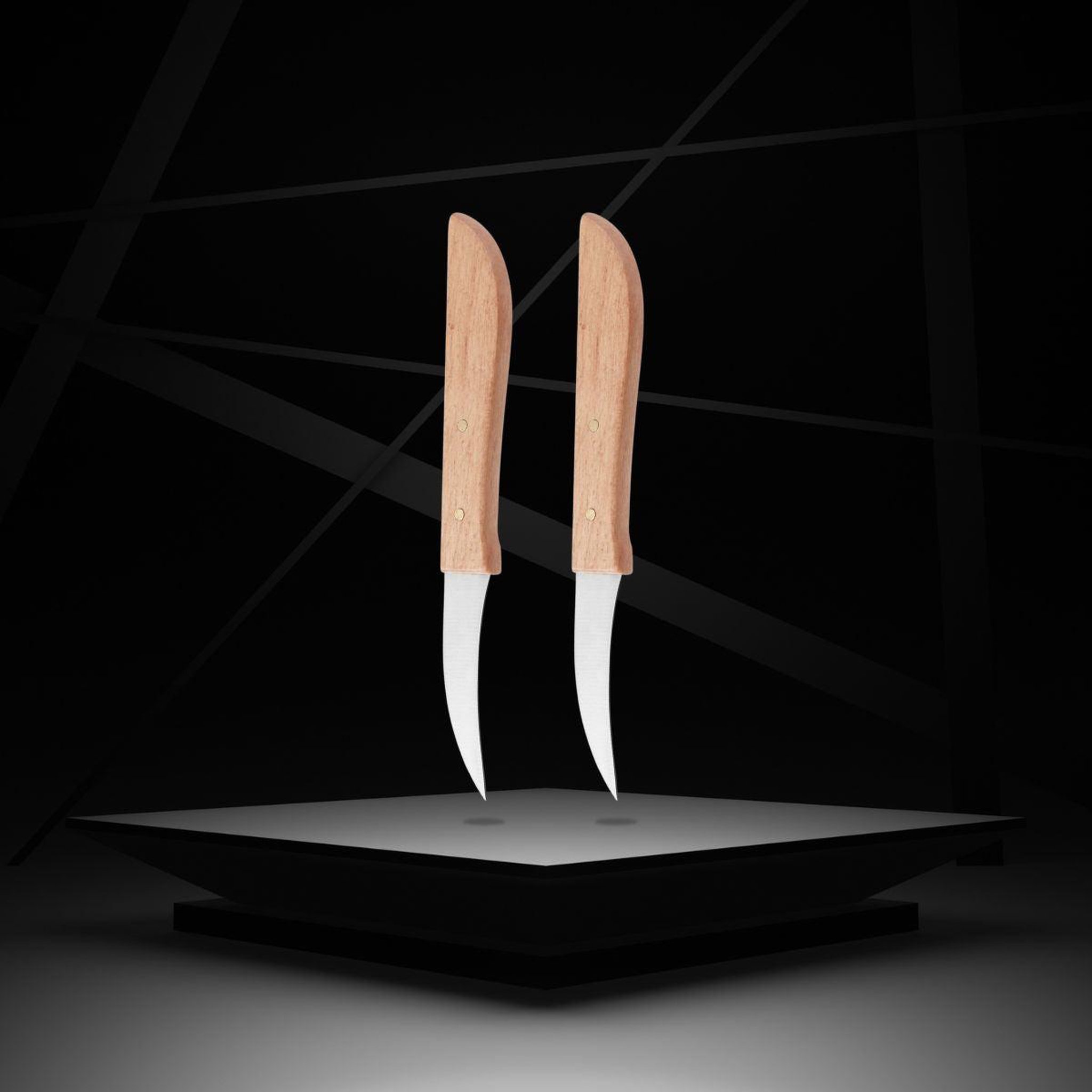 Voir la diapositive 4 : NIROSTA Lot de 2 couteaux de cuisine éplucheur manche en bois 16 cm nirosta