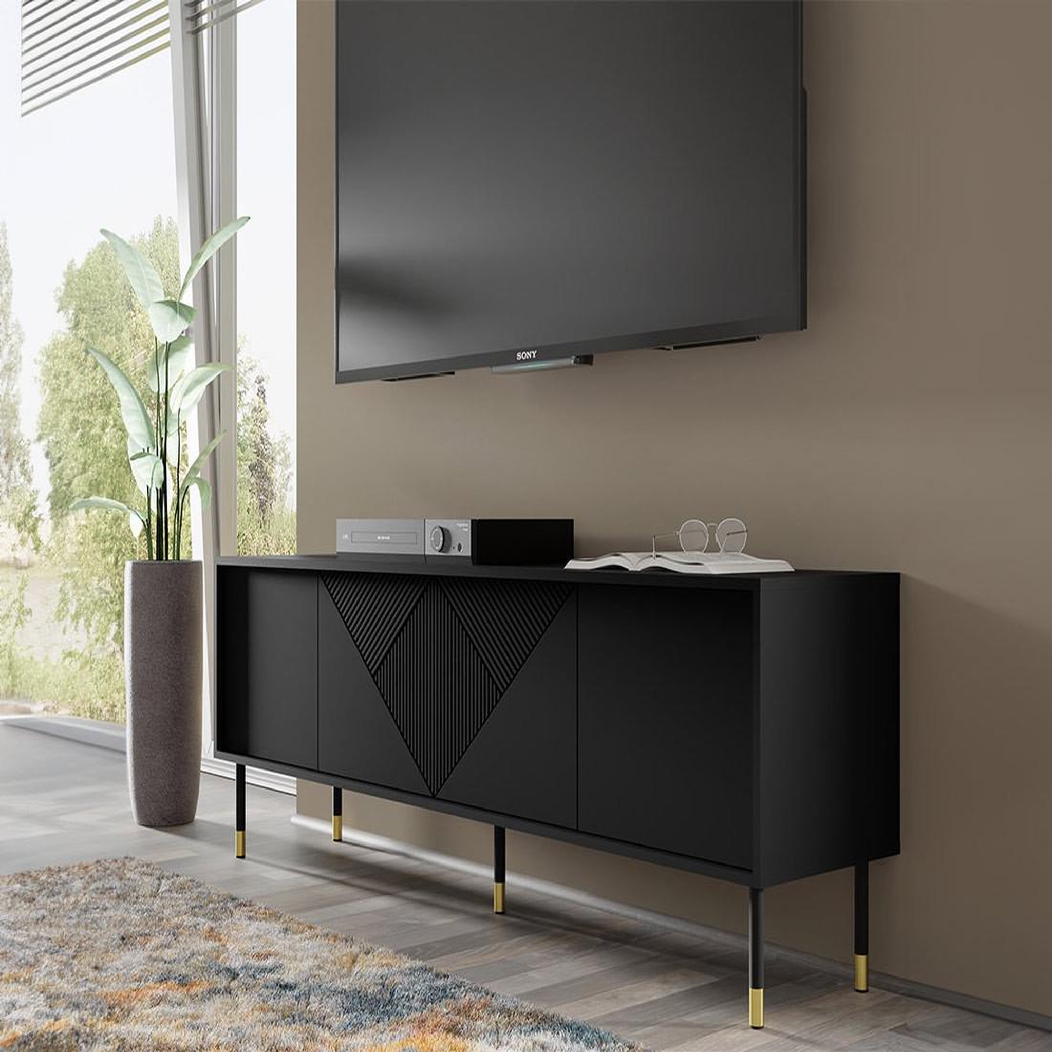 Voir la diapositive 3 : BEST MOBILIER Kirua - meuble tv - 4 portes - 180 cm