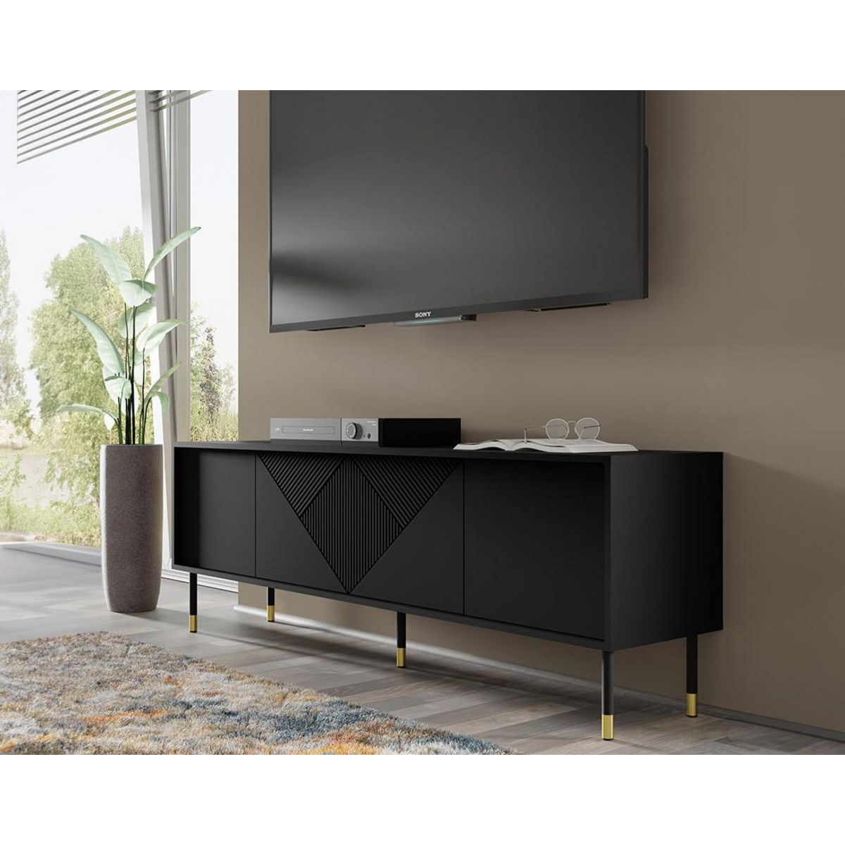 BEST MOBILIER Kirua - meuble tv - 4 portes - 180 cm
