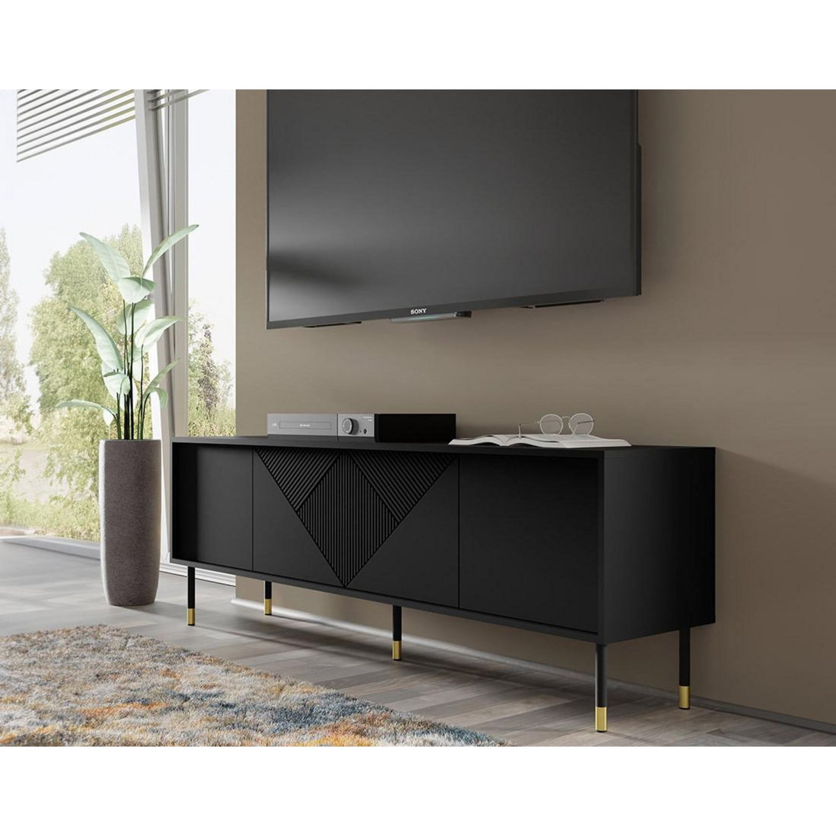 BEST MOBILIER Kirua - meuble tv - 4 portes - 180 cm