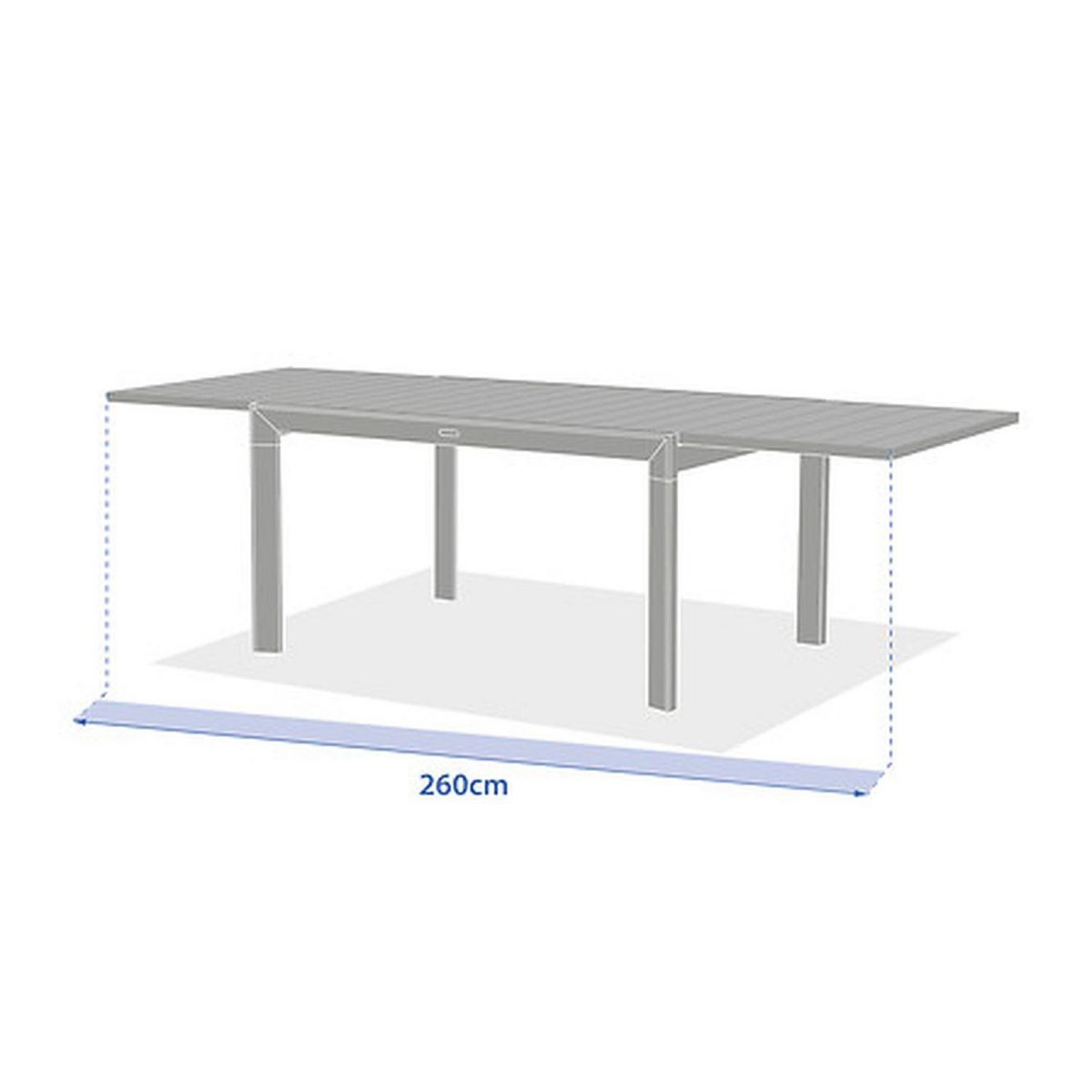 HESPERIDE Table de jardin extensible en aluminium effet bois 10 places EVASION - Lin et vert laurier