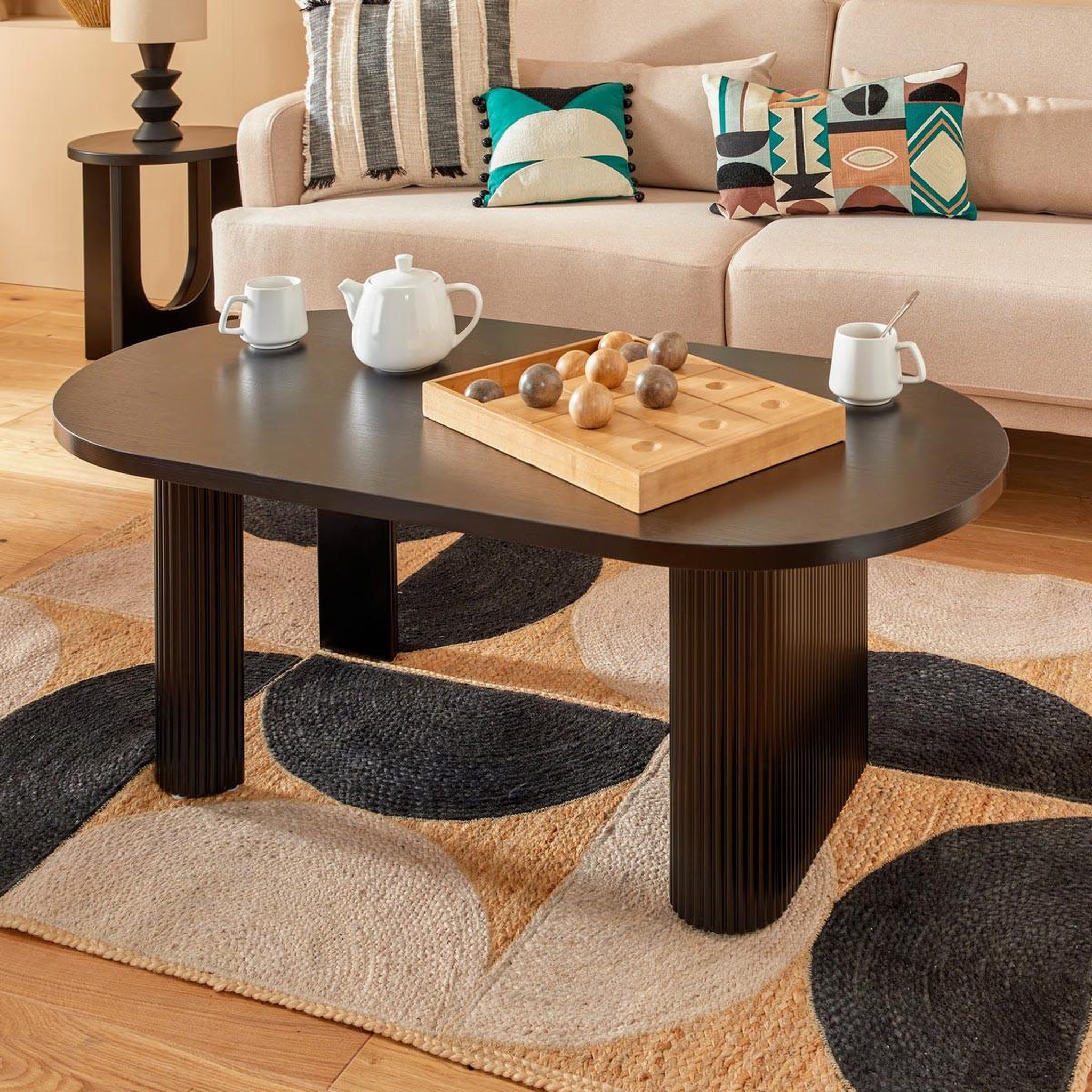 Voir la diapositive 4 : ATMOSPHERA Table basse effet cannelé  olova  120cm noir
