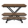Voir la diapositive 3 : ID MARKET Table basse extensible relevable en table à manger URBANA plateau bois foncé effet vieilli pied noir design industriel