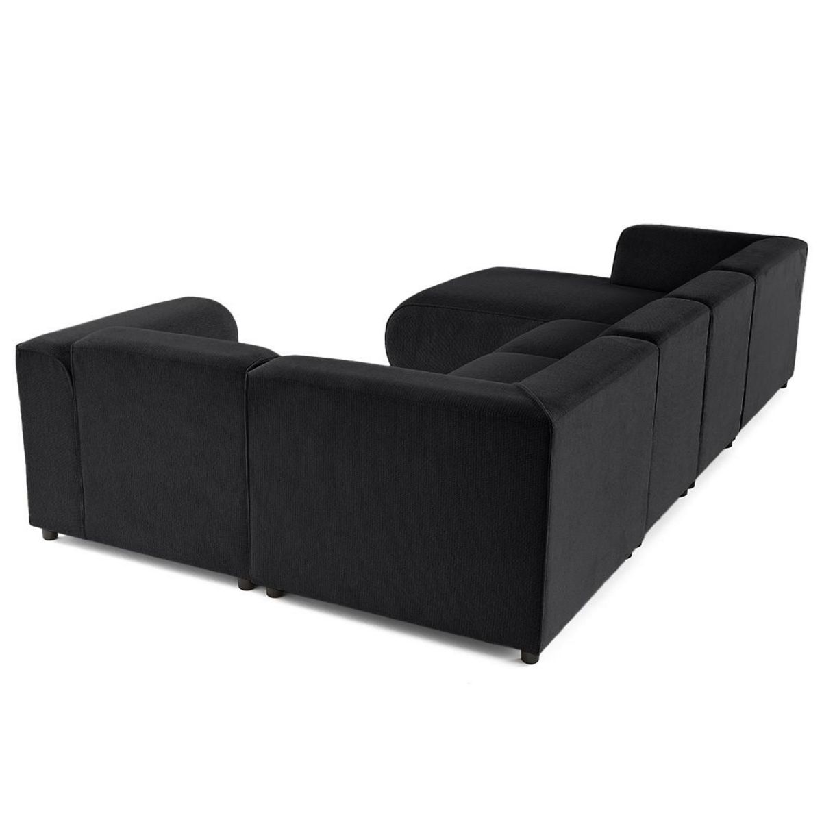 LISA DESIGN Suaro - canapé modulable panoramique d'angle droit 7 places en tissu texturé