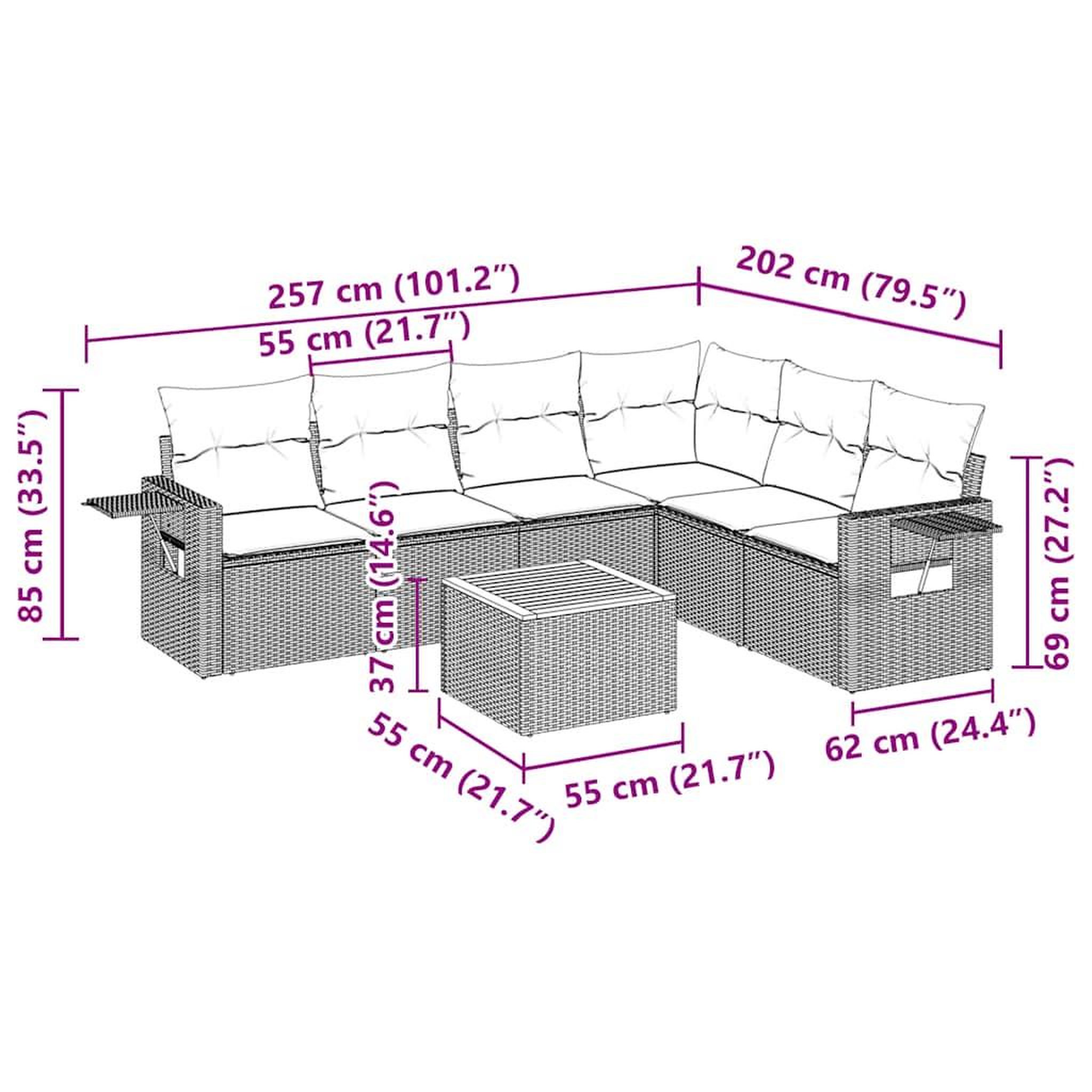 Voir la diapositive 4 : VIDAXL Salon de jardin 7 pcs avec coussins noir resine tressee