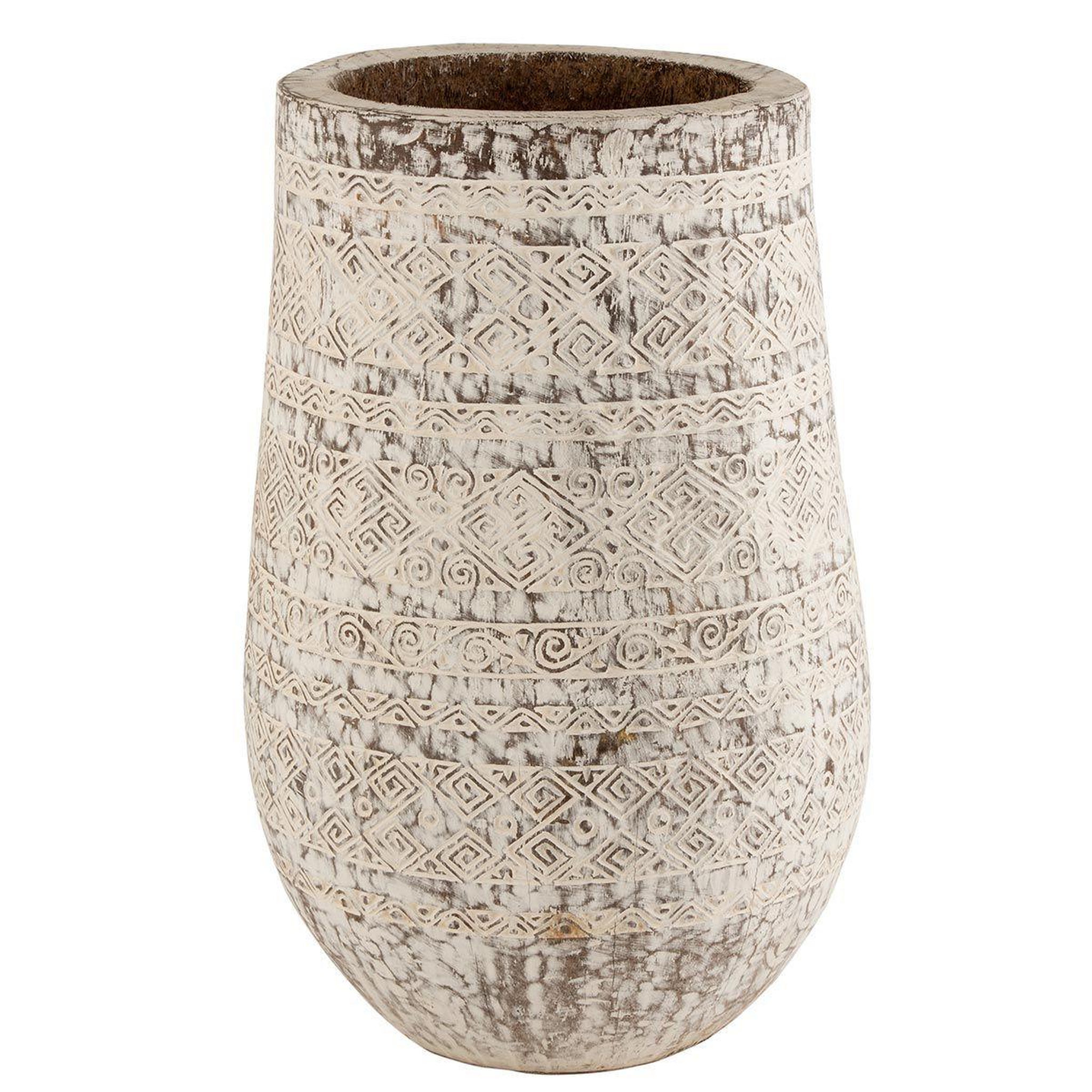 J-LINE Cache-Pot en Bois Design  Maya  100cm Blanc