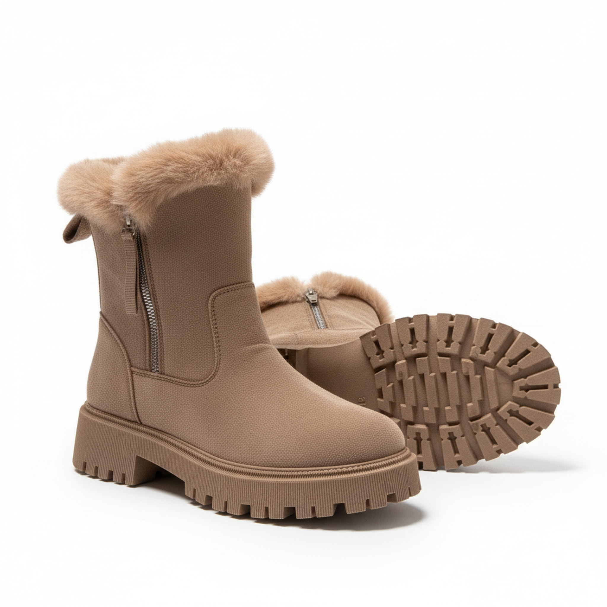 Voir la diapositive 3 : OZABI Ozabi bottines fourrées femme suédine zippée semelle crantée