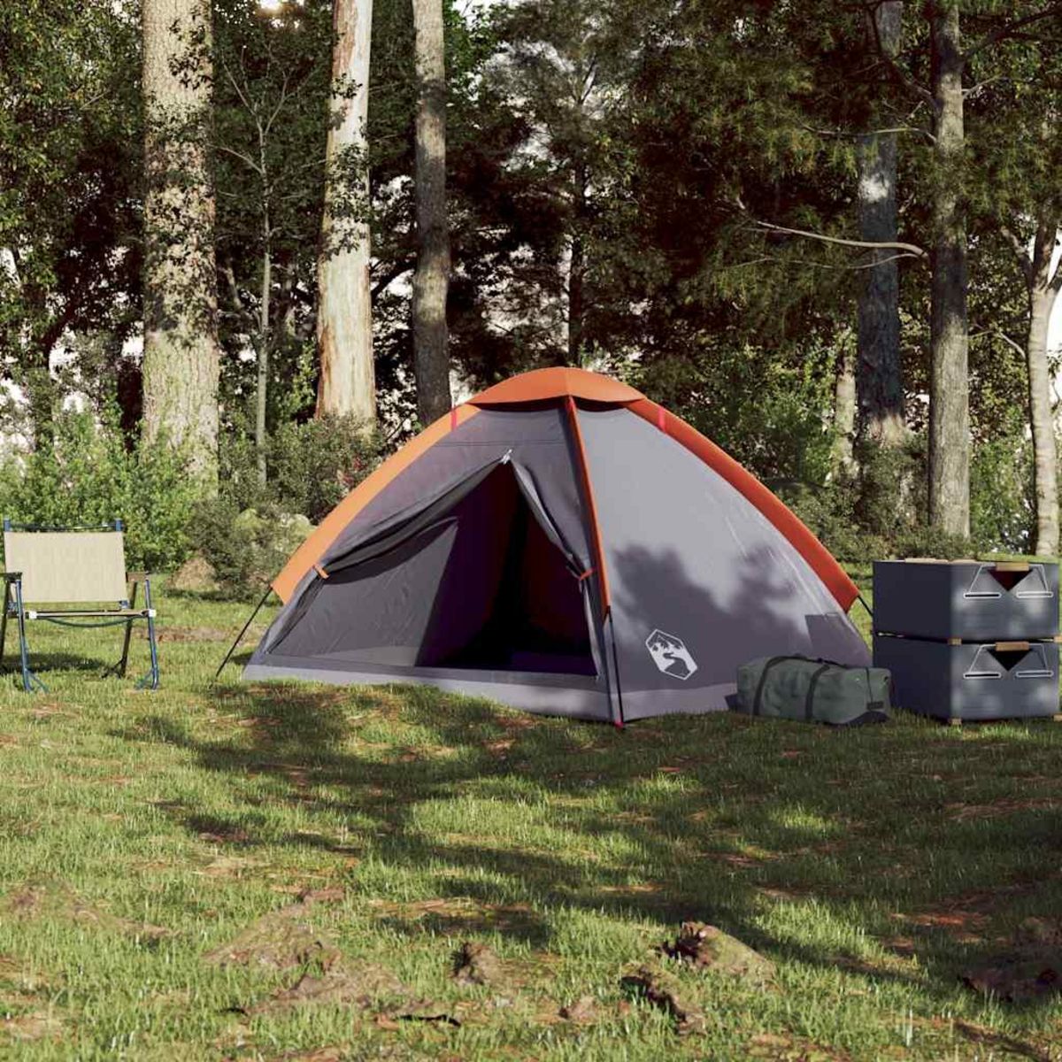 VIDAXL Tente de camping a dome 2 personnes gris et orange impermeable