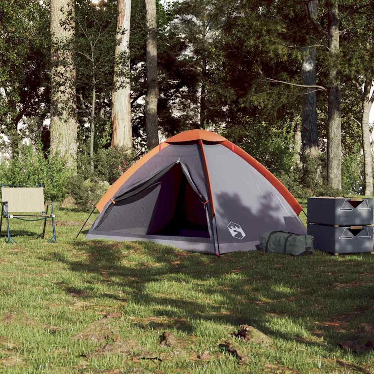 VIDAXL Tente de camping a dome 2 personnes gris et orange impermeable