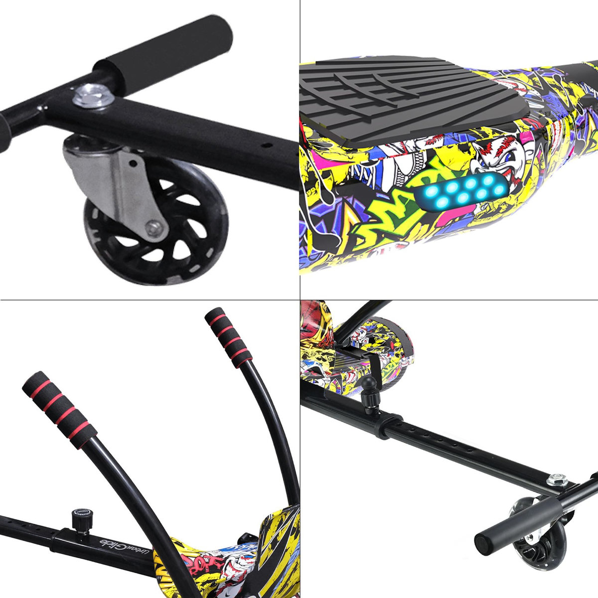 URBANGLIDE Hoverboard UrbanGlide 65 Lite + KART – 15km/h - Moteur 500W - Autonomie Jusqu'a 20 km - Pneu 6.5  Plein - Batterie 25.9V/4Ah - Poids 10Kg