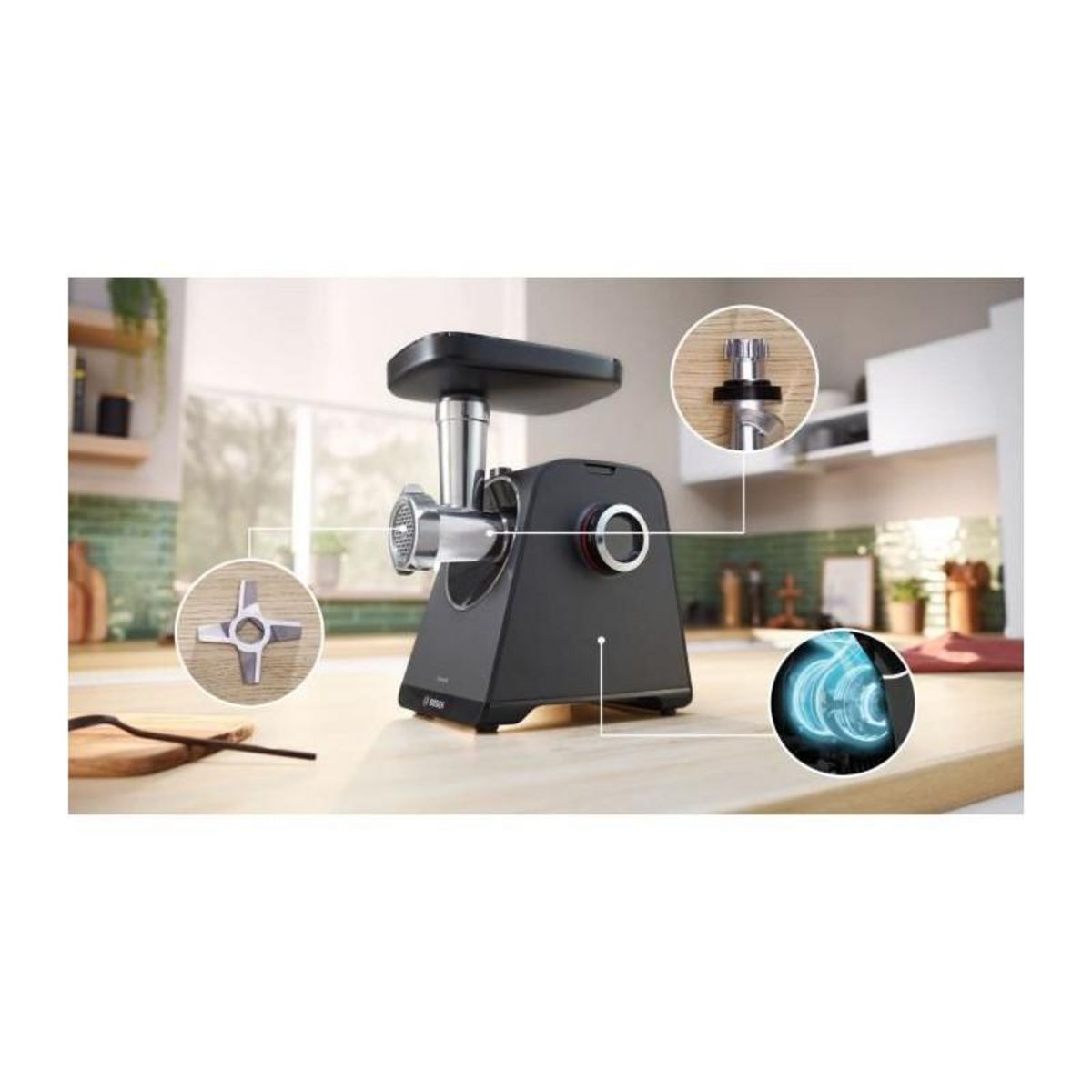 BOSCH Hachoir a viande Série 4 - BOSCH - MFWS430B - 3 grilles de hachoir - Marche arriere - Noir