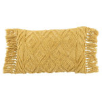 Paris Prix Coussin Déco Pompons  Amalia  40x78cm Moutarde