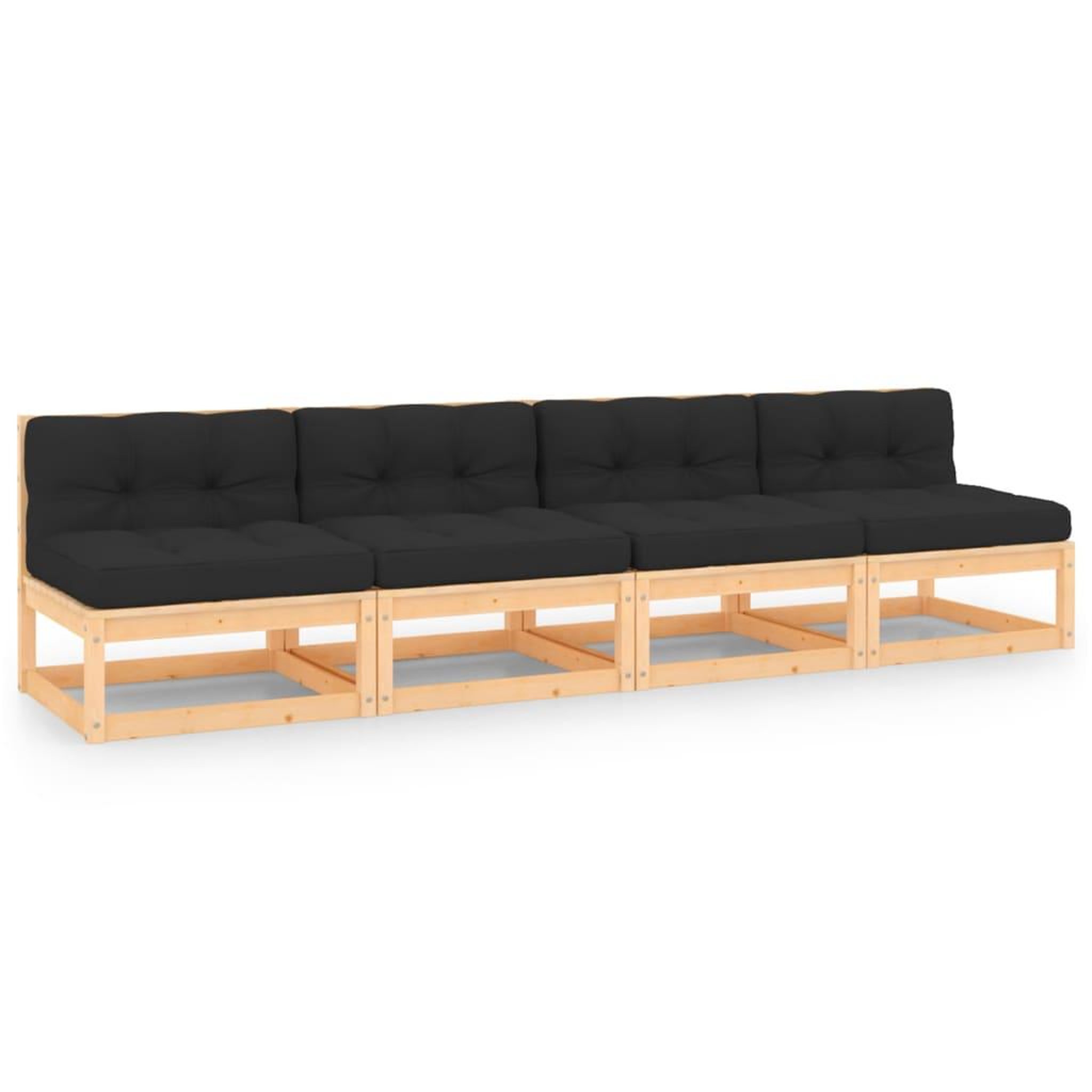 Voir la diapositive 1 : VIDAXL Salon de jardin 4 pcs avec coussins Bois de pin massif