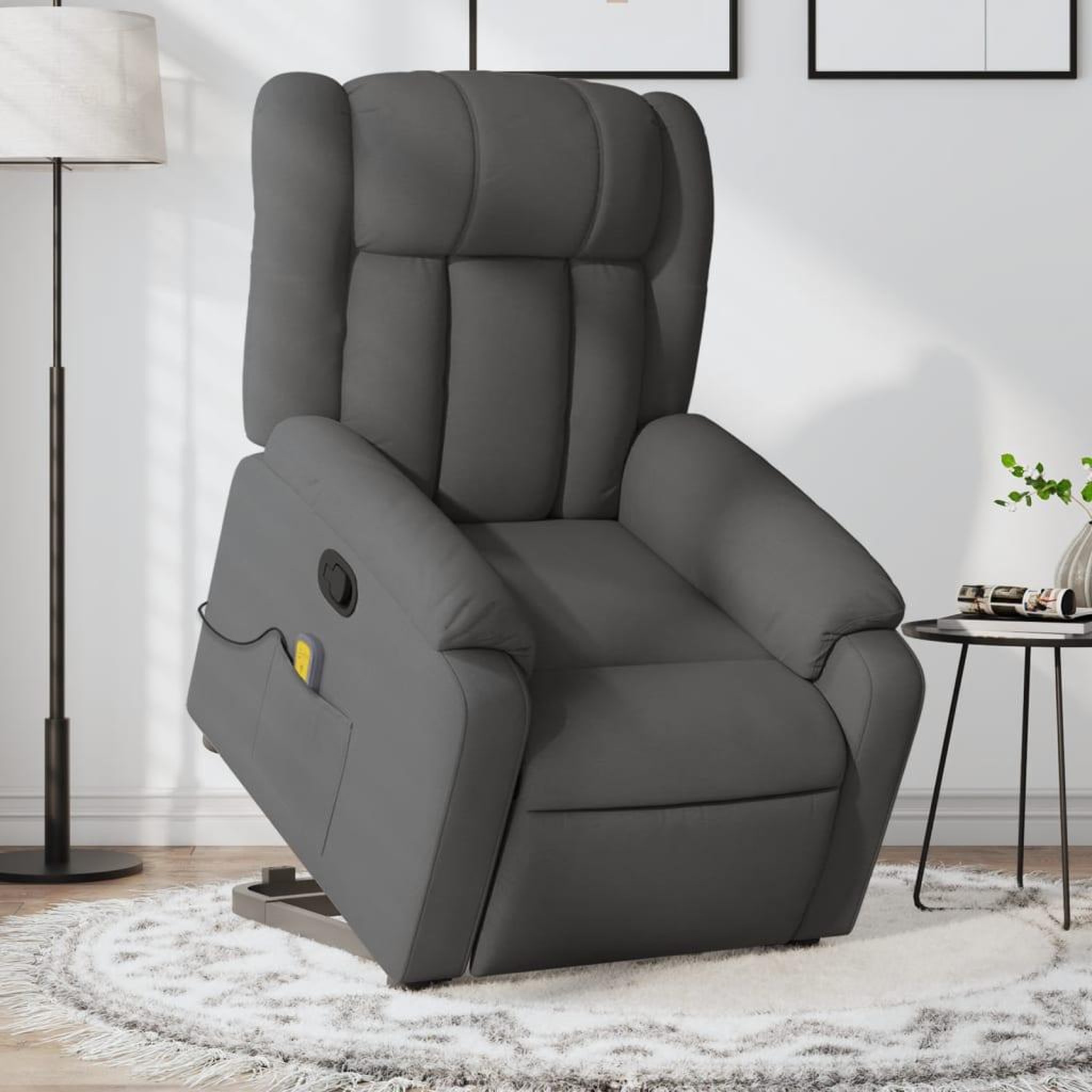 VIDAXL Fauteuil de massage inclinable Gris fonce Tissu