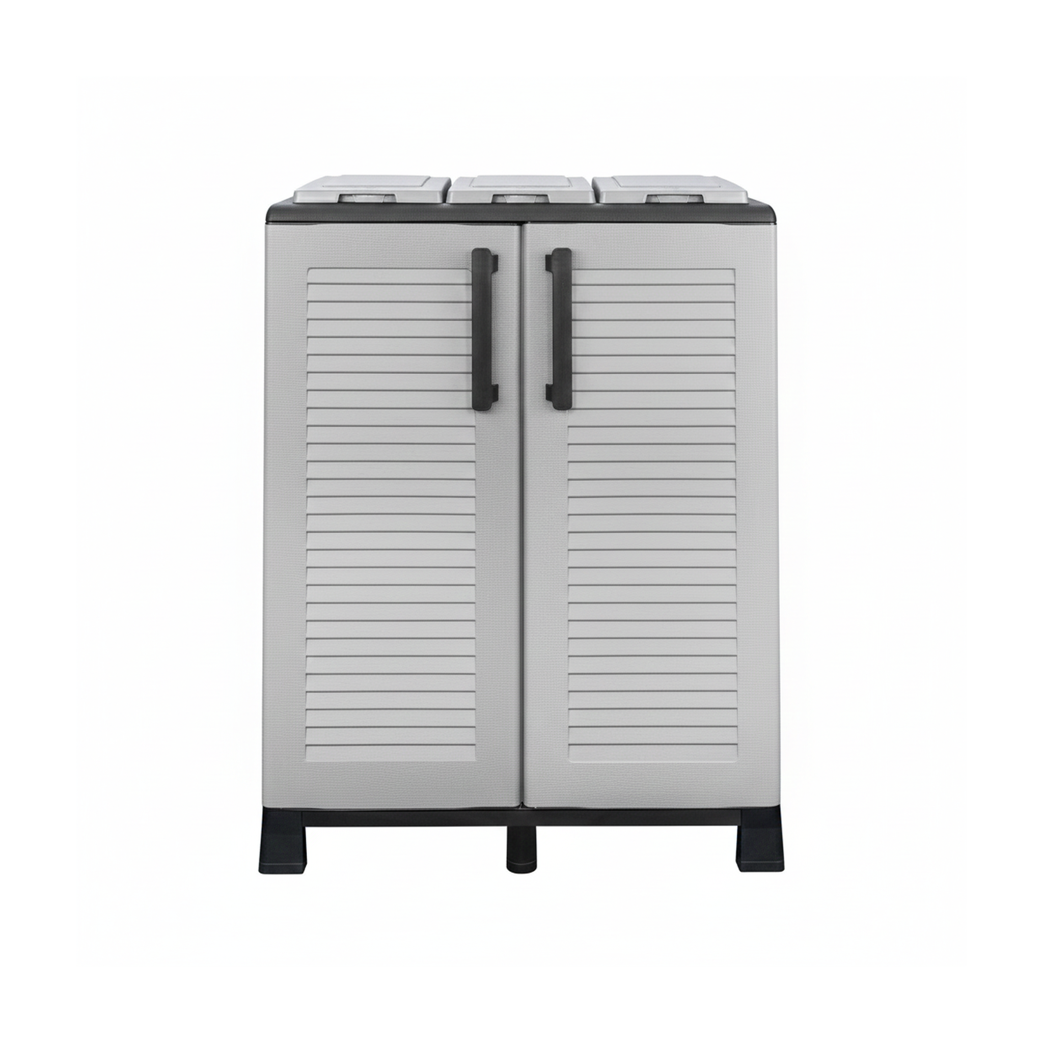 ART PLAST Abri poubelles de tri sélectif 3 sacs recyclage gestion des déchets – intérieur extérieur 68 x 37 x 90 cm art plast