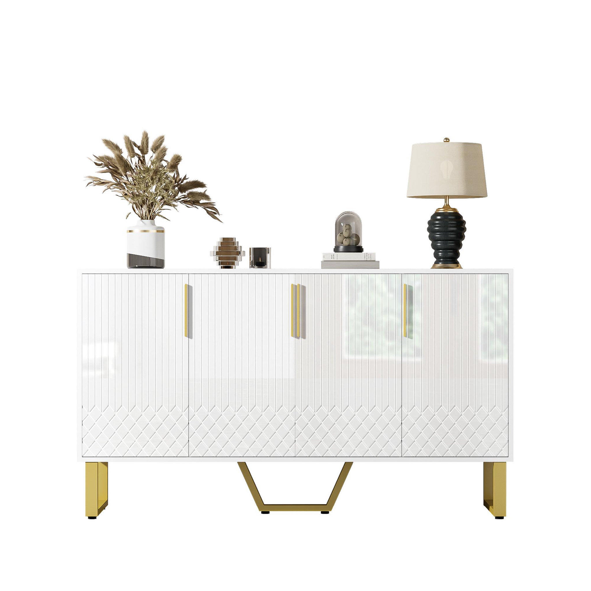 MERAX Buffet 4 porte(s) 0 tiroir(s) - 140 cm blanc mdf