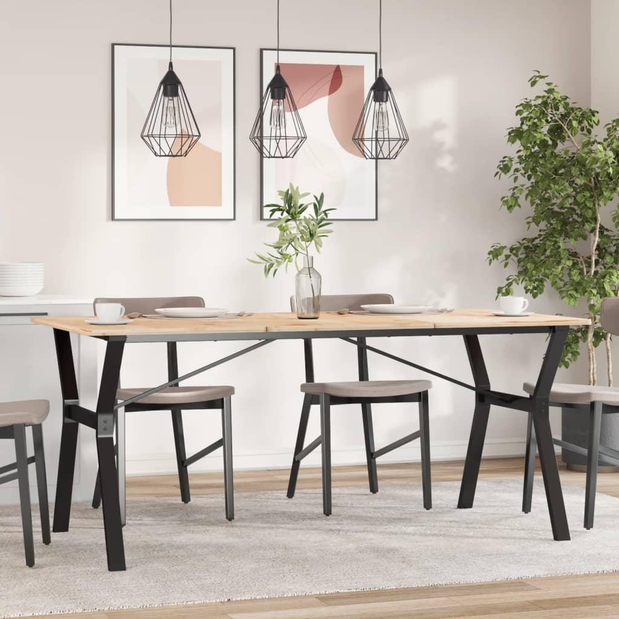 Voir la diapositive 3 : VIDAXL Pieds de table a manger cadre en Y 160x80x73 cm acier
