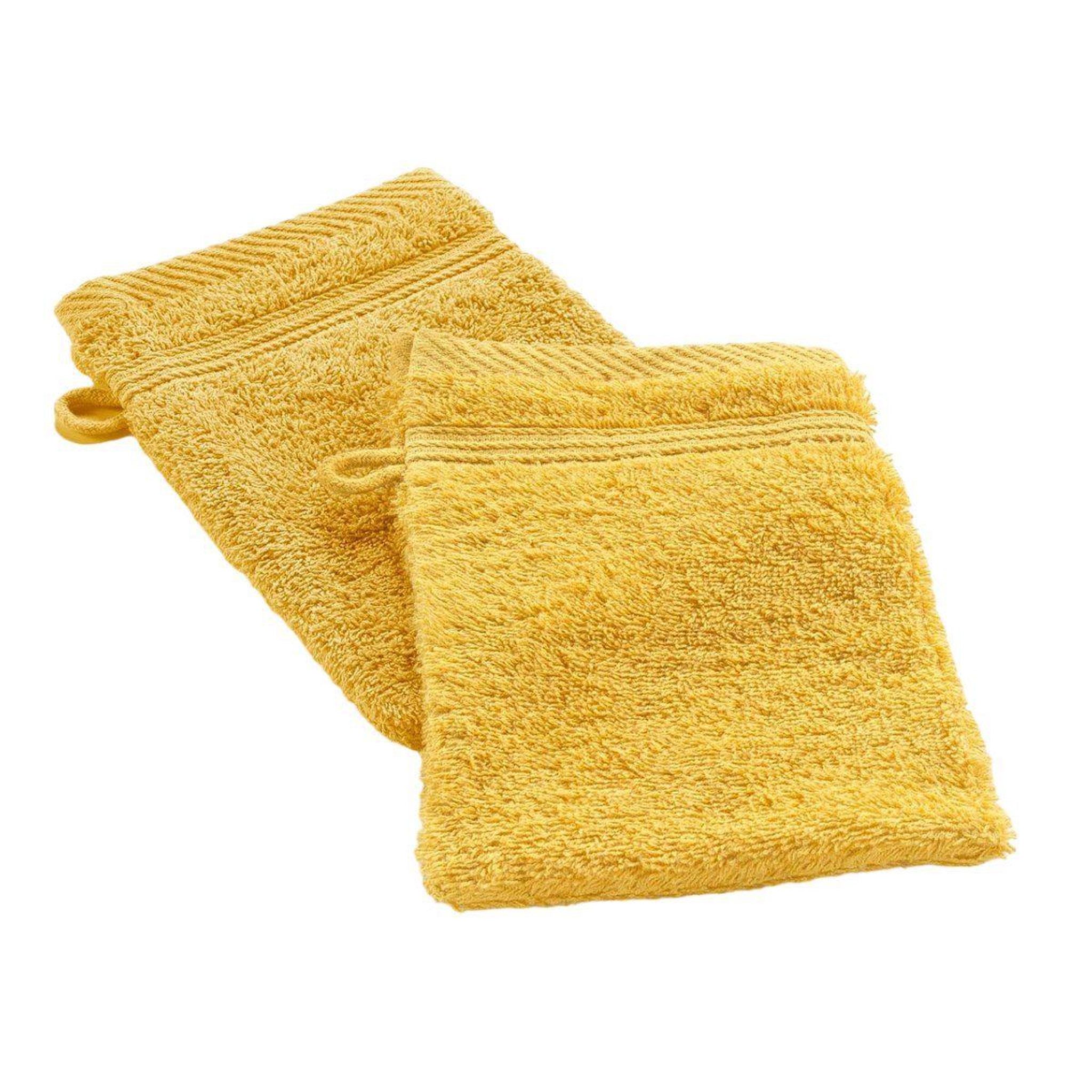 Douceur d'Intérieur Lot de 2 gants de toilette  tendresse  15x21cm mimosa
