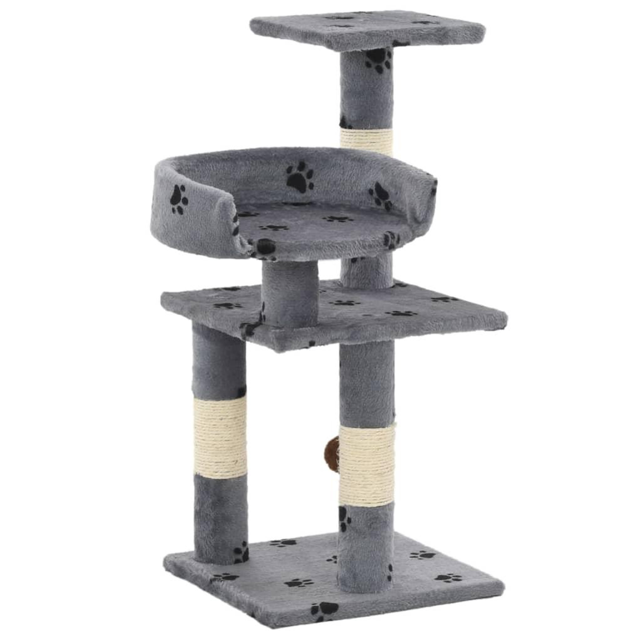 Voir la diapositive 1 : VIDAXL Arbre a chat et griffoir Sisal 65 cm Empreintes de pattes Gris