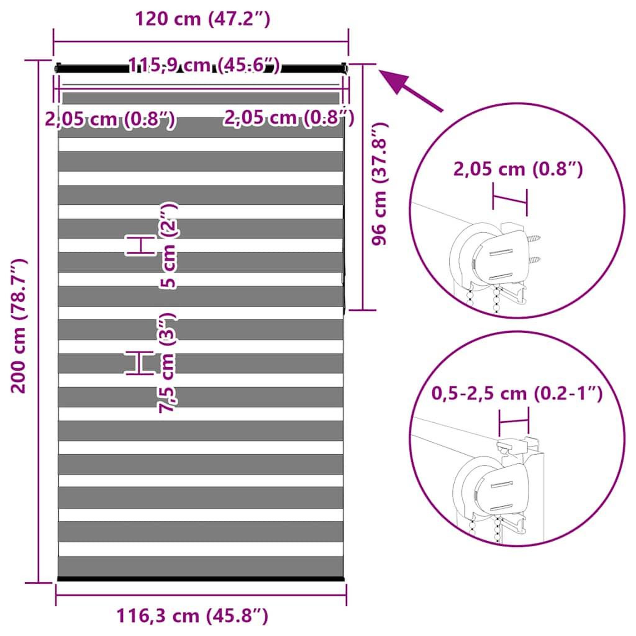 Voir la diapositive 6 : VIDAXL Store zebre blanc 120x200 cm largeur du tissu 115,9cm polyester