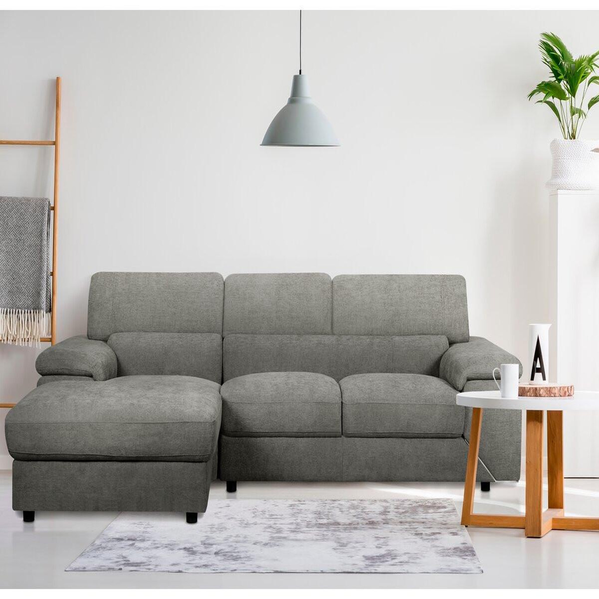 Voir la diapositive 2 : Habitat et Jardin Canapé d'angle en tissu chenille  London  - 4 places - Gris